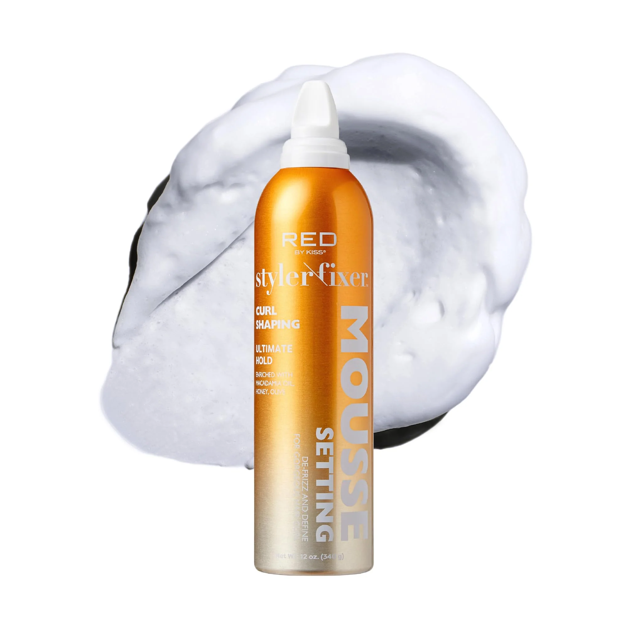 Optimized Red by Kiss Setting Mousse Braid Frizz Control Curl Definition Shine Maximize Volume Hold Long Lasting Non Sticky Creamy Foam Style Minimalist