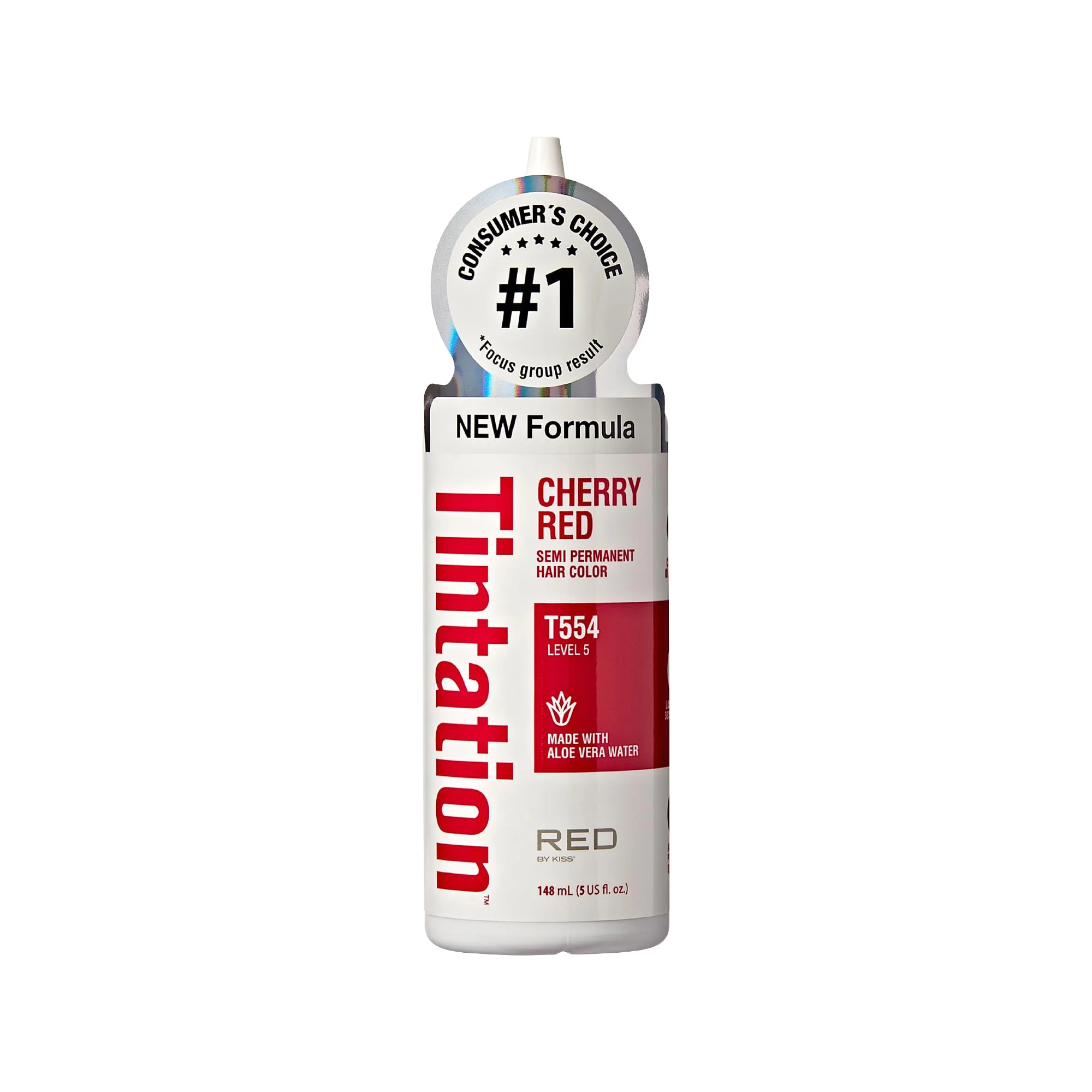 Healthy Red by Kiss Tintation Semi-Permanent Hair Color Aloe Vera Water Based Argan Oil Olive Oil Collagen Keratin Long-Lasting Color Dye Cherry Red Durable