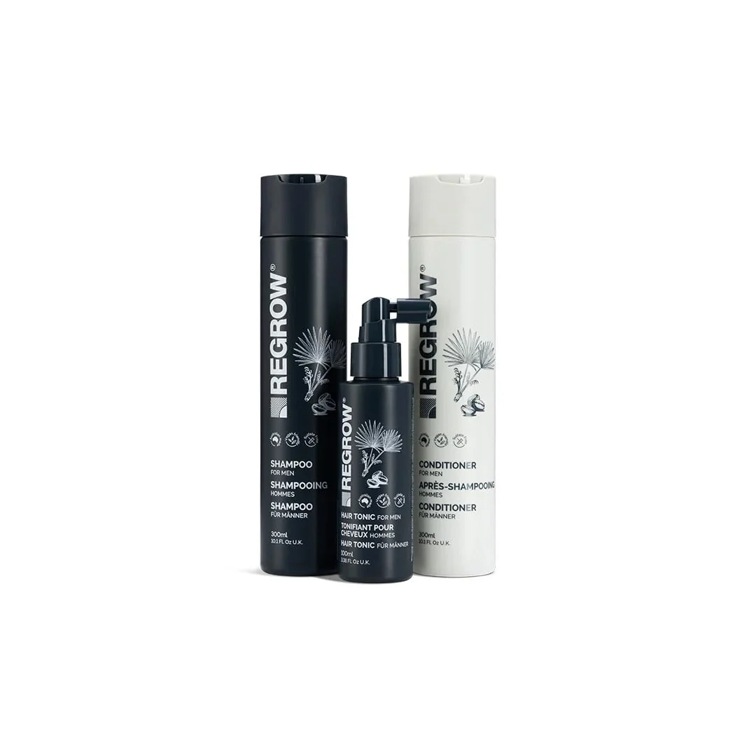 Effective Regrow Hair Regrowth Treatment For Men. Full Set Shampoo Conditioner Hair Tonic For Thicker Fuller Hair With Caffeine Biotin Niacinamide Stylish