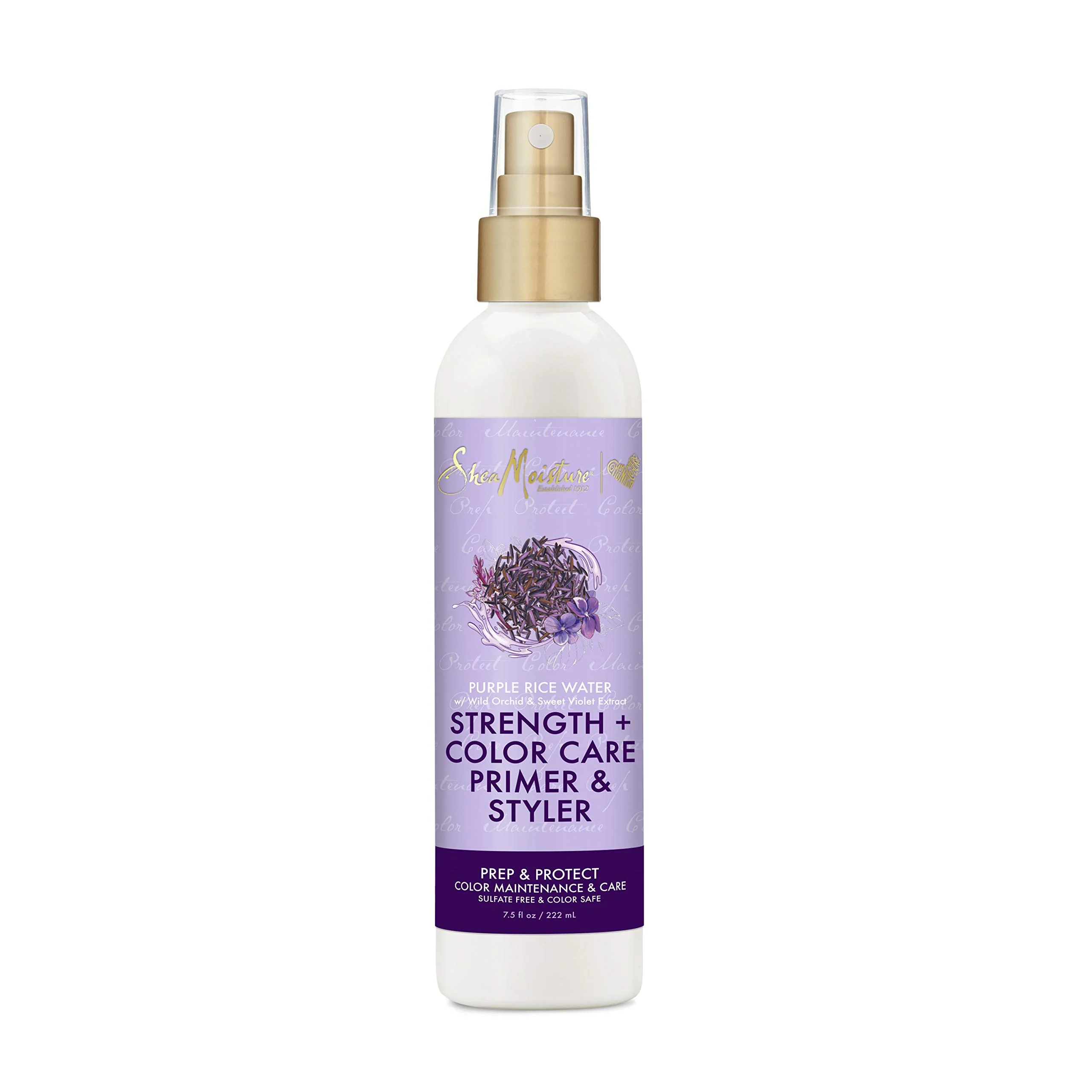 Minimalist SheaMoisture Strength and Color Care Primer and Styler Hairspray for Damaged Hair Purple Rice Water to Prep and Protect 7.5 oz Smart