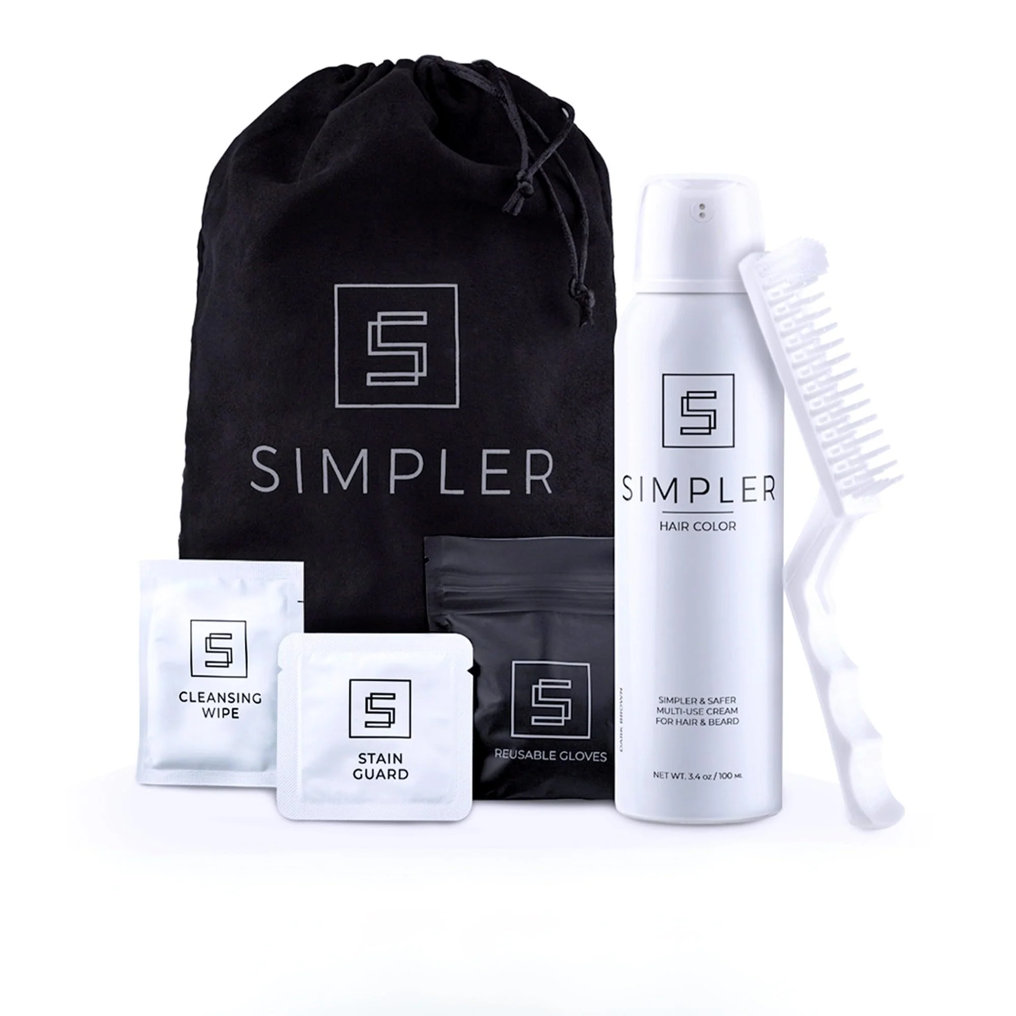 Detailed Simpler Men's Hair Color Kit - Full Gray Coverage - Natural Black Genuine