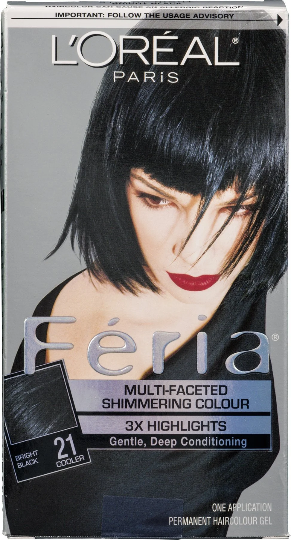 Contemporary L'O Paris Feria Permanent Haircolour Gel Bright Black 21 Cooler Professional