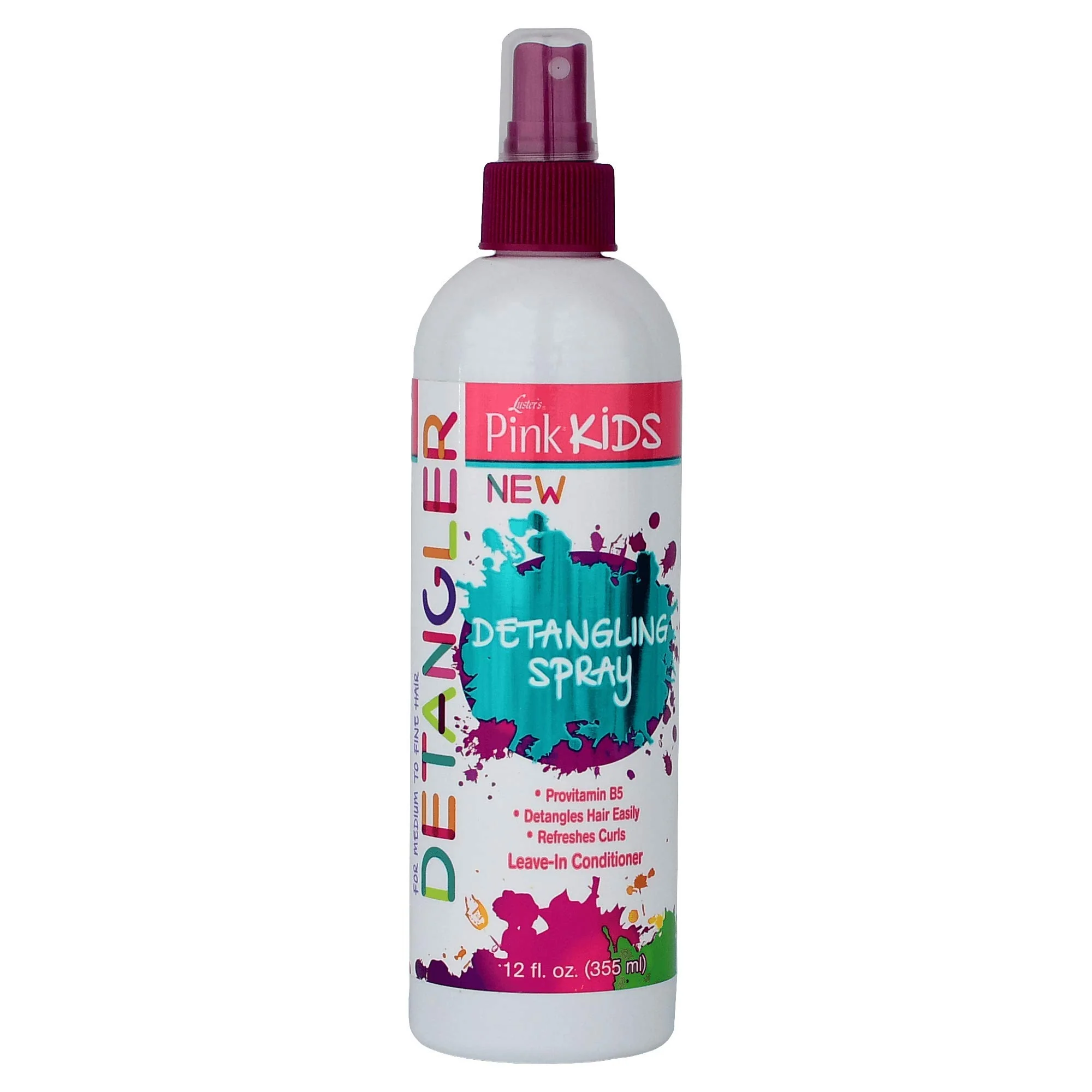 Pure Luster's Pink Kids Detangling Spray 12 Ounce Made with Provitamin B5. Superior