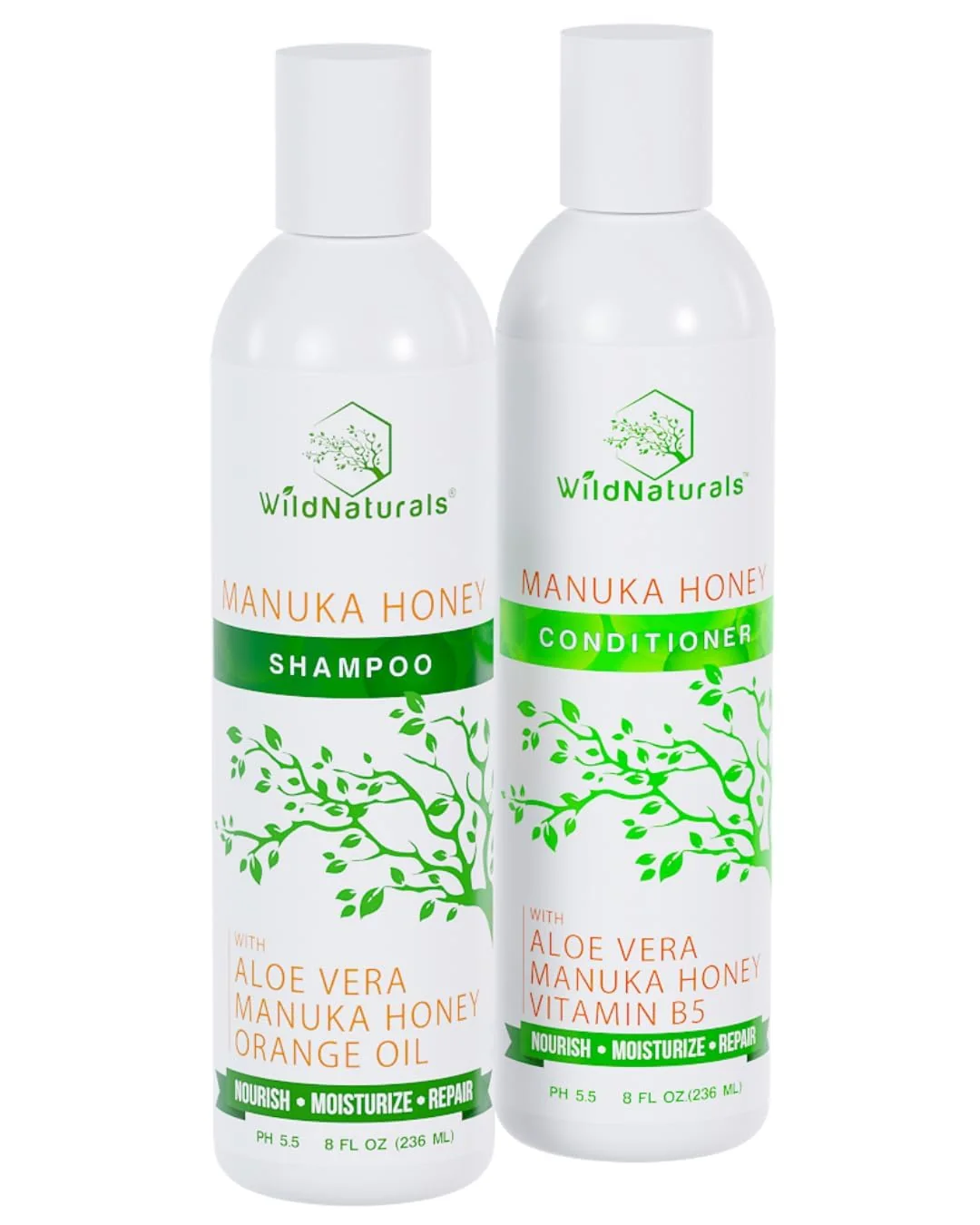 Traditional Manuka Honey Shampoo and Conditioner - Soothing Moisturizing Formula for Eczema Psoriasis Curly Hair and Color-Safe - All Natural Set Unique