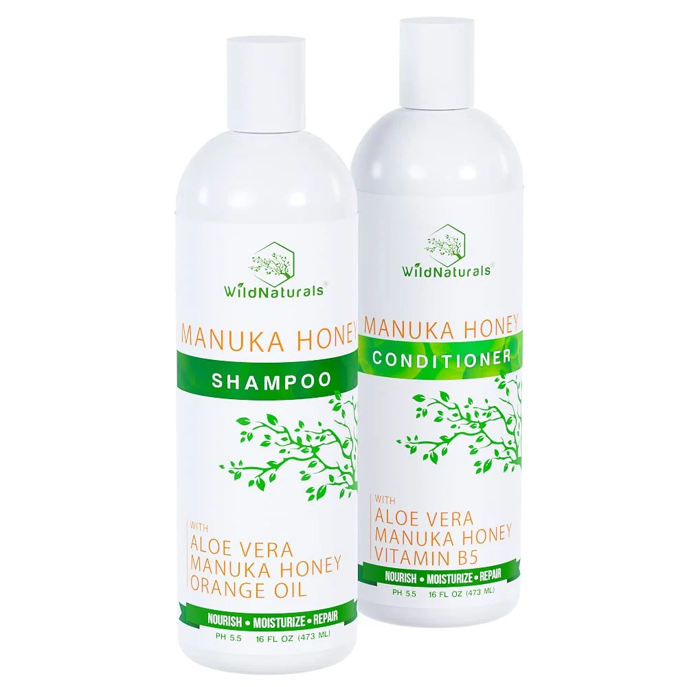 Practical Manuka Honey Shampoo and Conditioner - Soothing Moisturizing Formula for Eczema Psoriasis Curly Hair and Color-Safe - All Natural Set Top-Quality