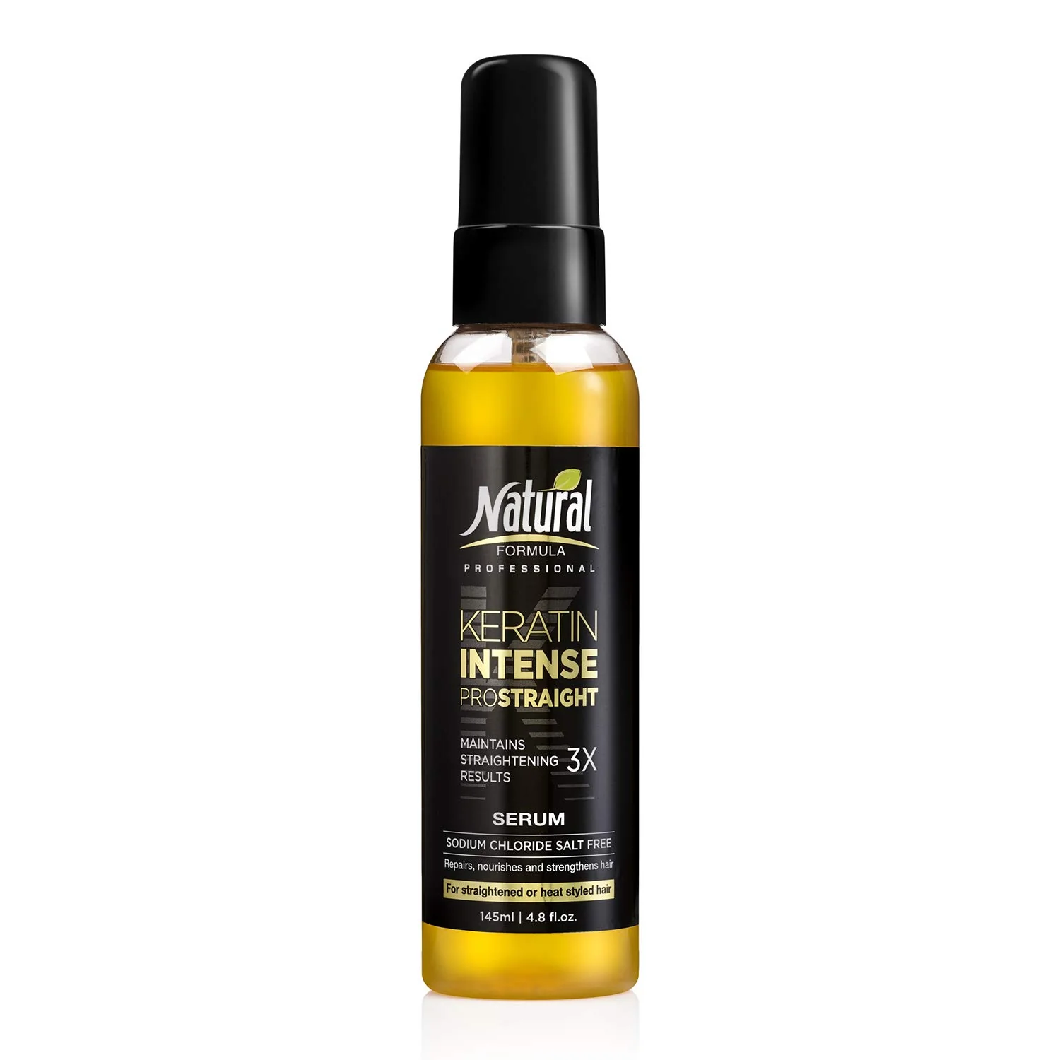 Long-Lasting Natural FORMULA Keratin Intense Hair Serum - 4.8 fl.oz - Sodium Chloride Salt- Keratin Hair Serum - Hair Repair Treatment For Frizz User-Friendly