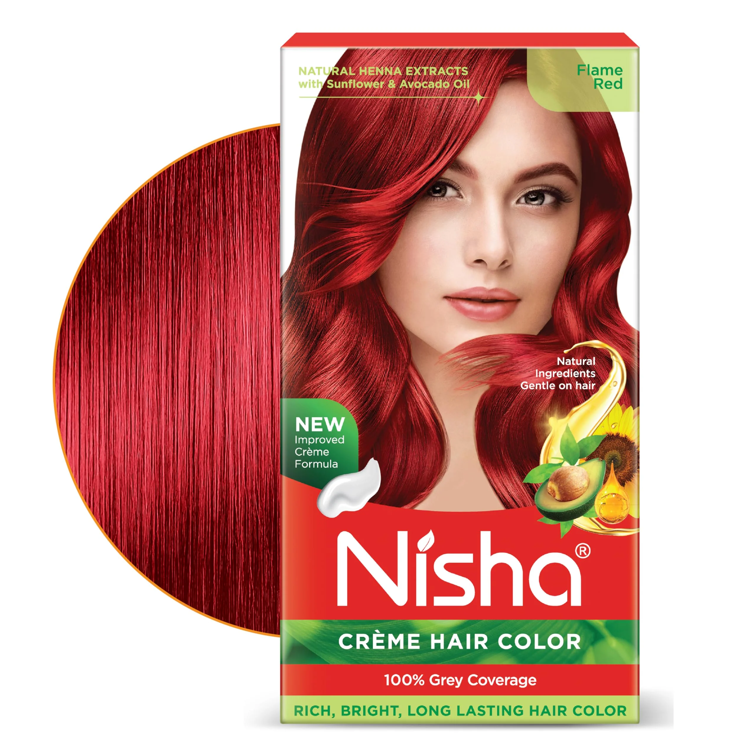 Practical Nisha Creme Hair Color Flame Red Hair Dye Permanent Red Hair Colour 5.07 fl oz Pack of 1 Excellent