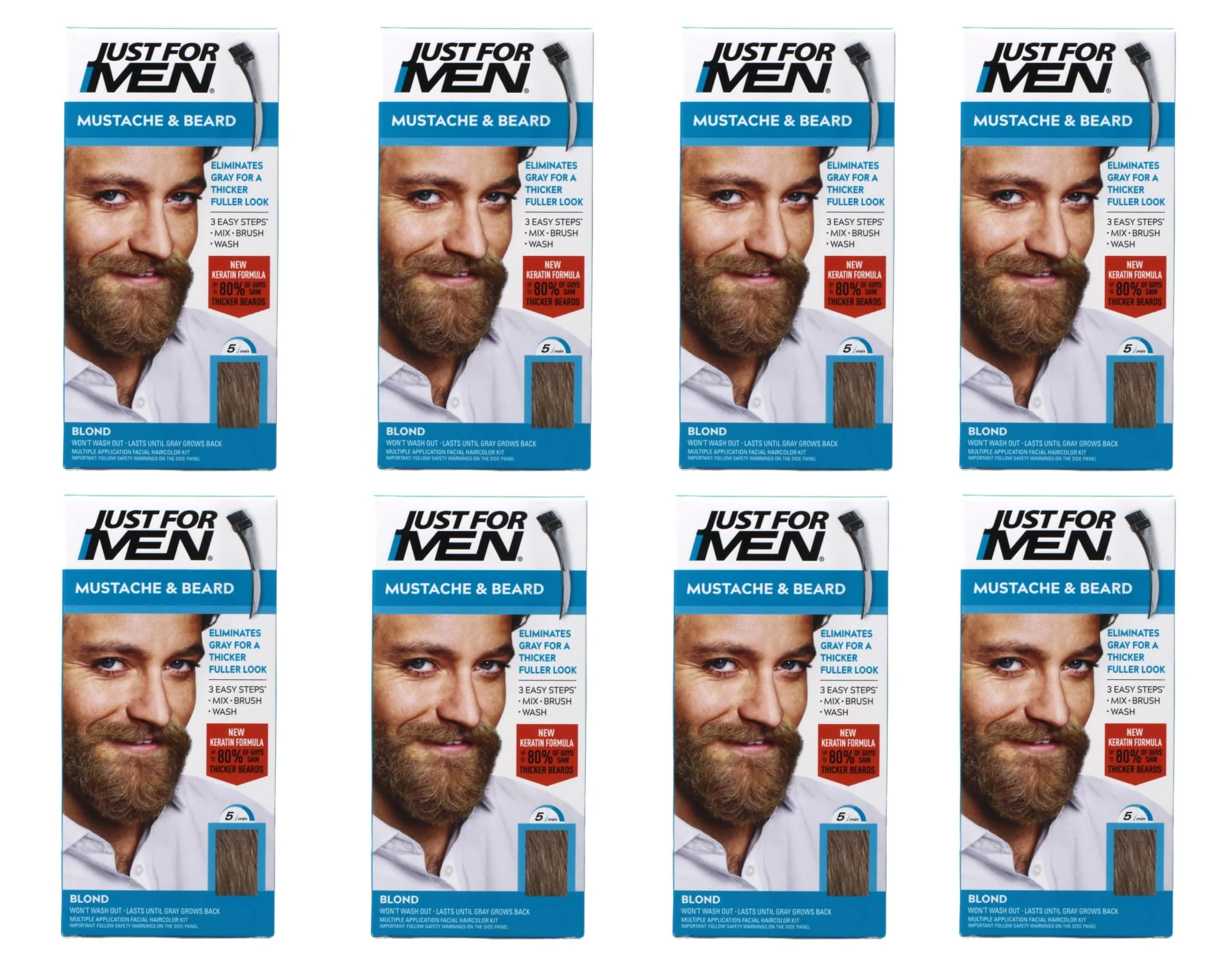 Stylish JUST FOR MEN Mustache Beard Brush-In Color Gel Blond M-10 15 1 Each Pack of 8 Healthy