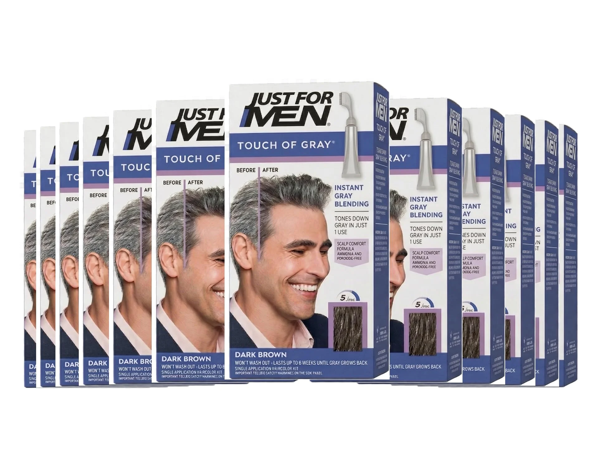 Versatile JUST FOR MEN Touch of Gray Hair Treatment T-45 Dark Brown 1 Each Pack of 12 Effective