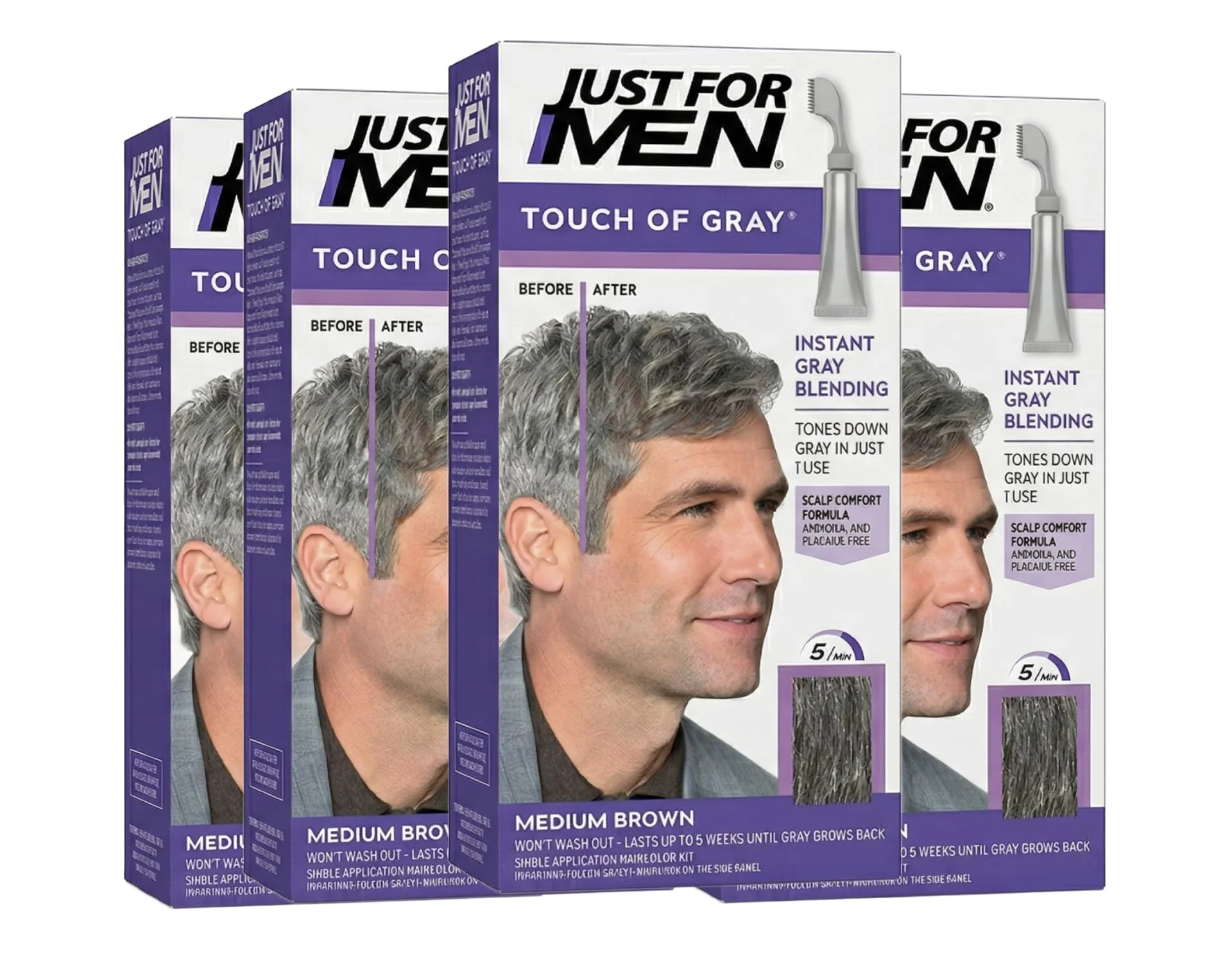 Traditional Just For Men Touch Of Gray Hair Treatment T-35 Medium Brown 1 Each Pack Of 4 Powerful