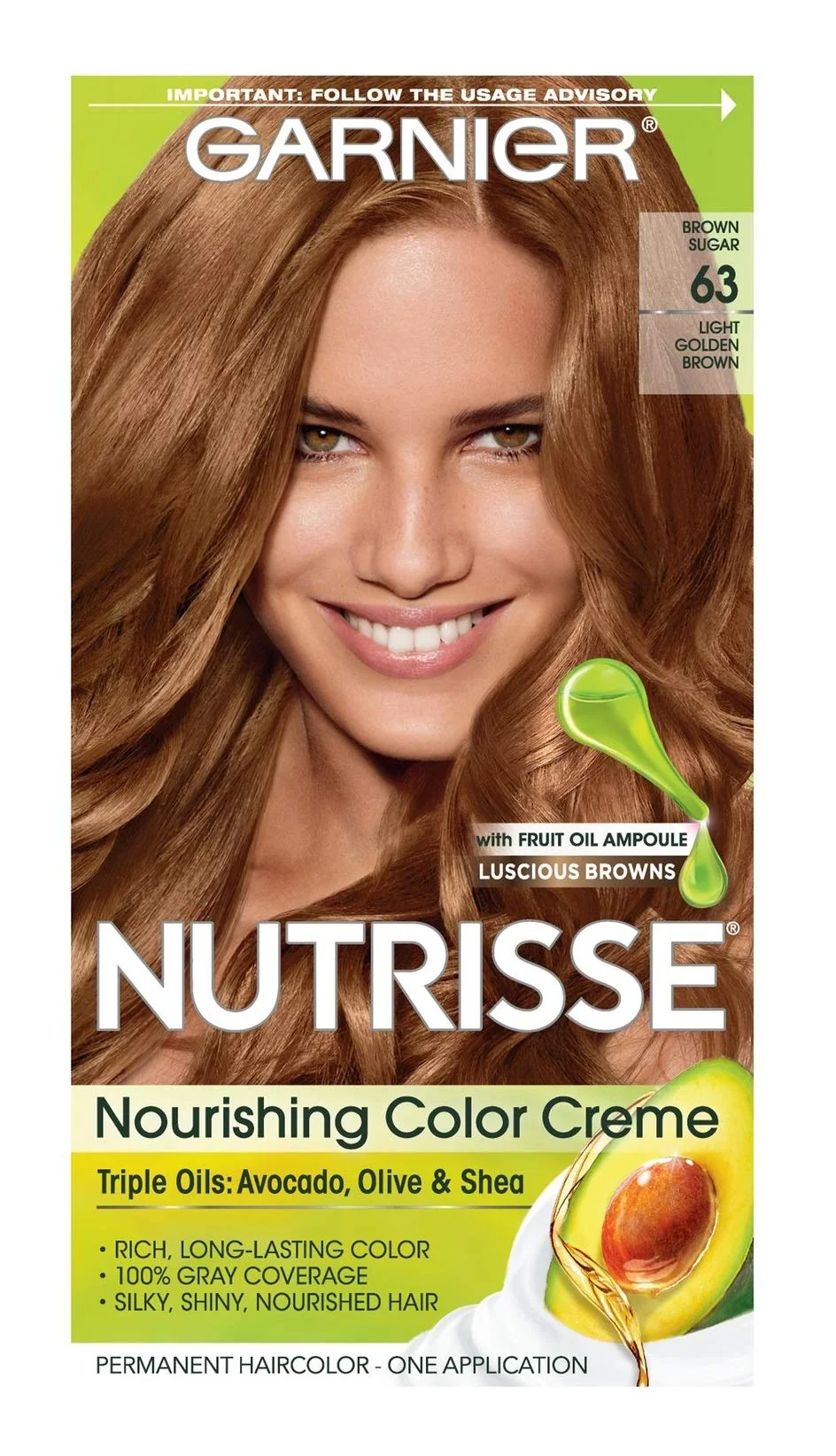 Refined Garnier Nutrisse Nourishing Color Creme 63 Light Golden Brown 1 ea Genuine