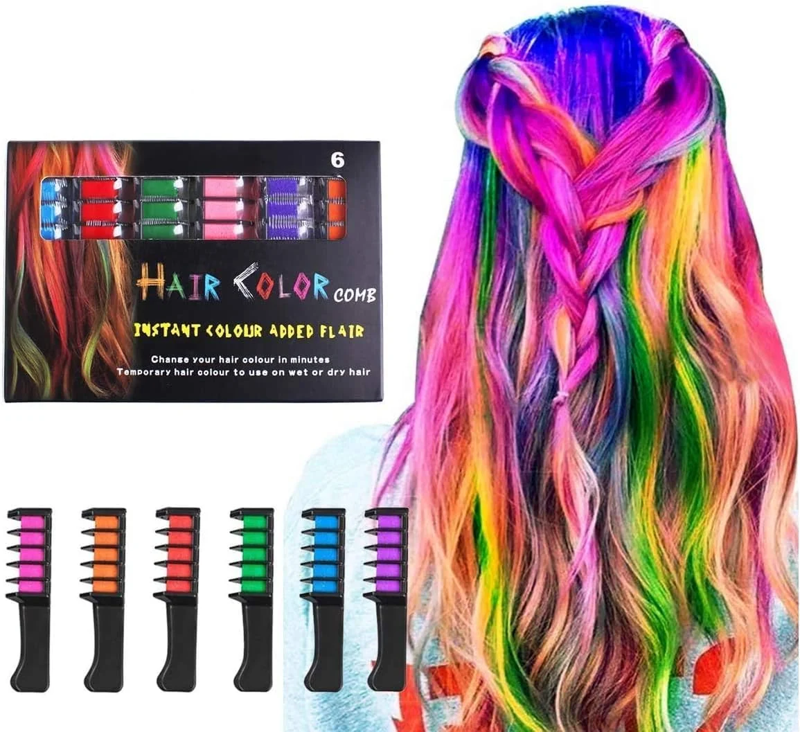Casual Hair Chalk Comb LAWOHO 6 Colors Temporary Hair Dye Marker Gifts for Girls Kids Adults for Halloween Christmas Birthday Party Cosplay Excellent