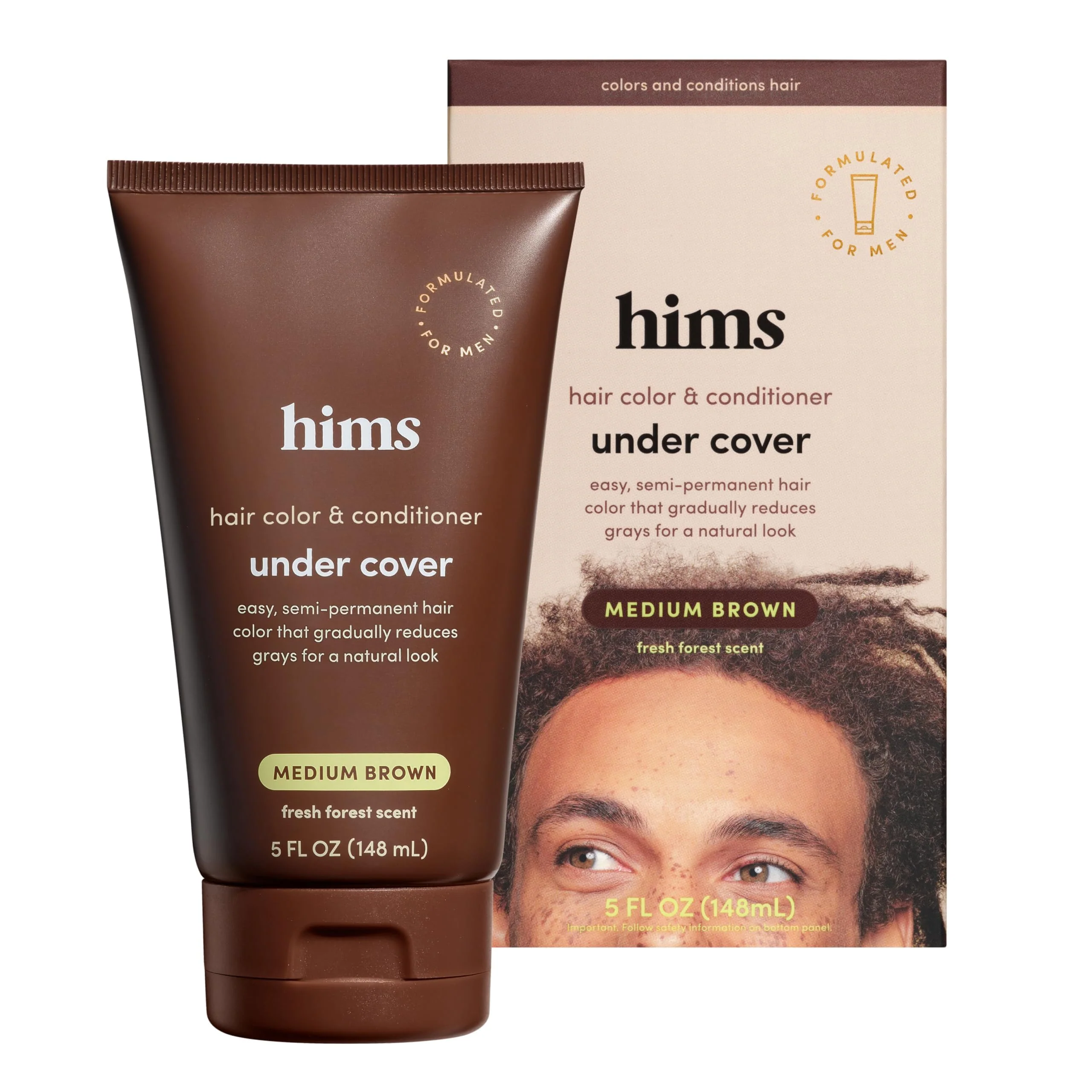 Classic hims Under Cover Hair Color Conditioner - With Argan Oil - Semi-Permanent In-Shower Hair Dye - Blends Grays Naturally - Sulfate- Cruelty- Certified