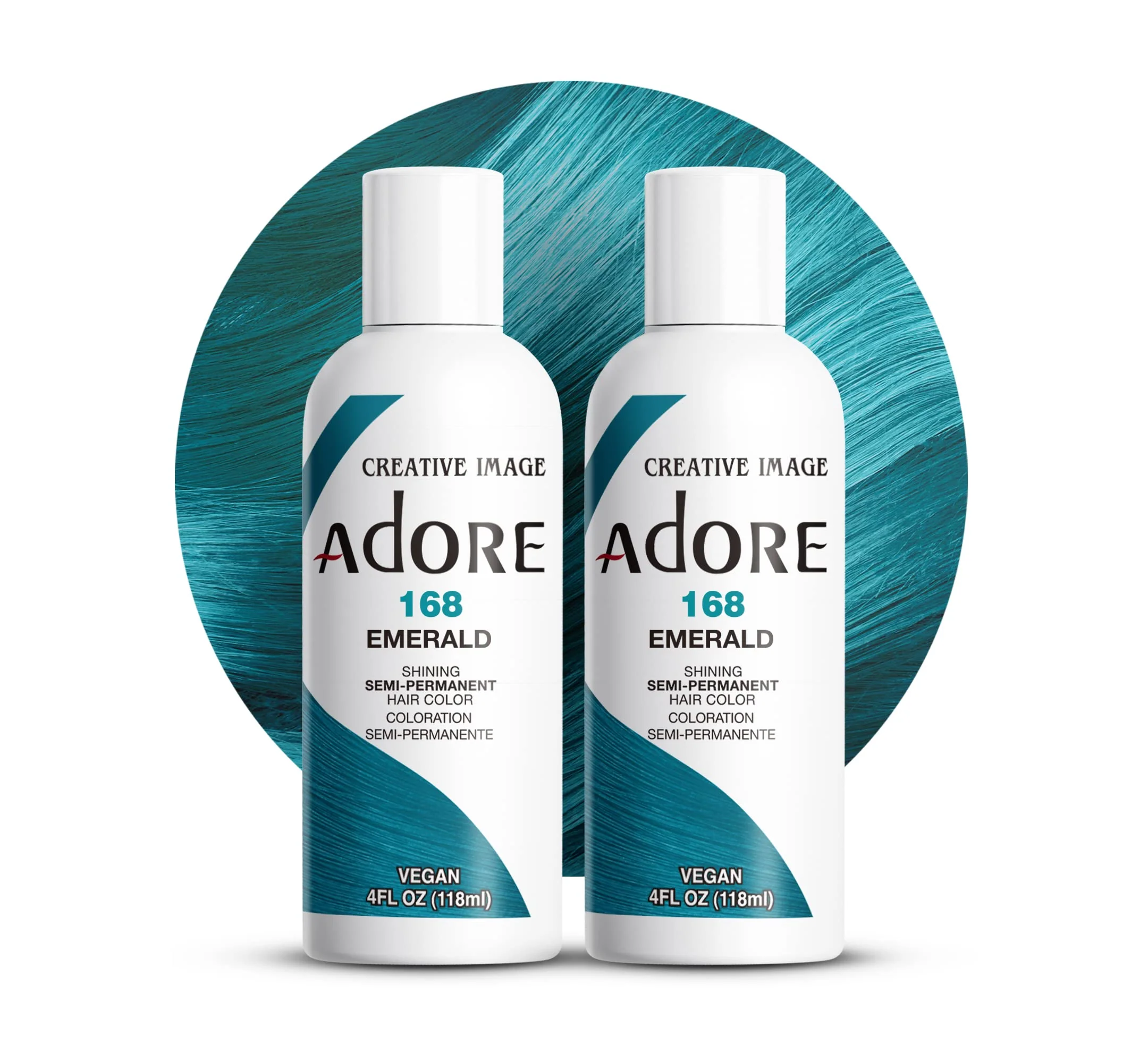 Long-Lasting Adore Semi Permanent Hair Color 168 Emerald 2 Pack Vegan Cruelty- Green Hair Dye No Ammonia No Peroxide No Alcohol 4 Fl Oz Sustainable