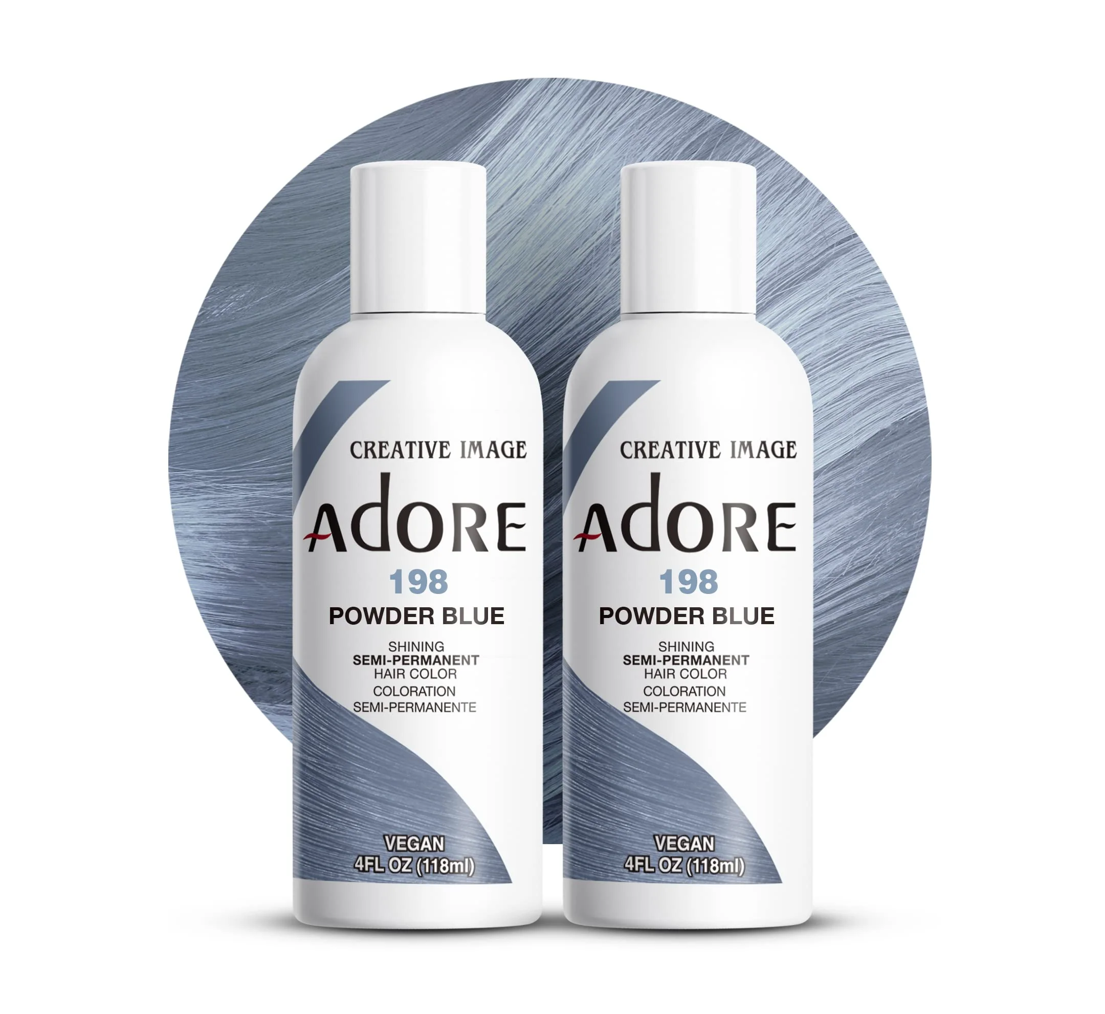 Contemporary Adore Semi Permanent Hair Color 198 Powder Blue 2 Pack Vegan Cruelty- Blue Hair Dye No Ammonia No Peroxide No Alcohol 4 Fl Oz Artisan