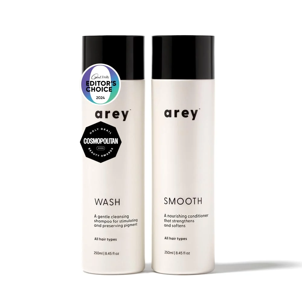 World-Class Arey Shower Duo Daily Wash Shampoo and Smooth Conditioner Set Delay Reduce the Signs of Aging Grey Hair Retain Moisture Promote Smoothness Exclusive