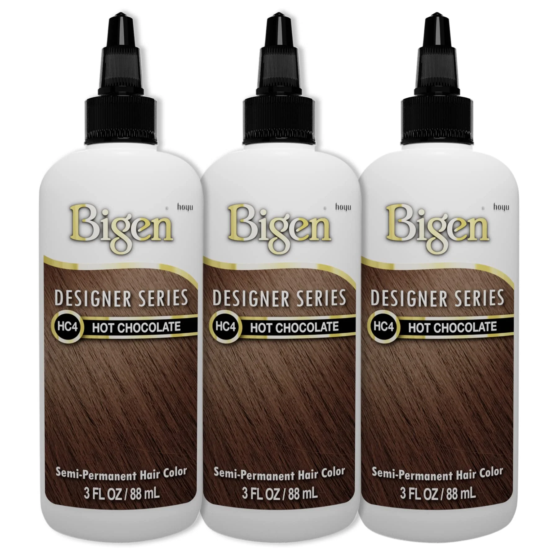 Refined Bigen HC4 Hot Chocolate Designer Series Semi-Permanent Hair Color pack of 3 Sustainable