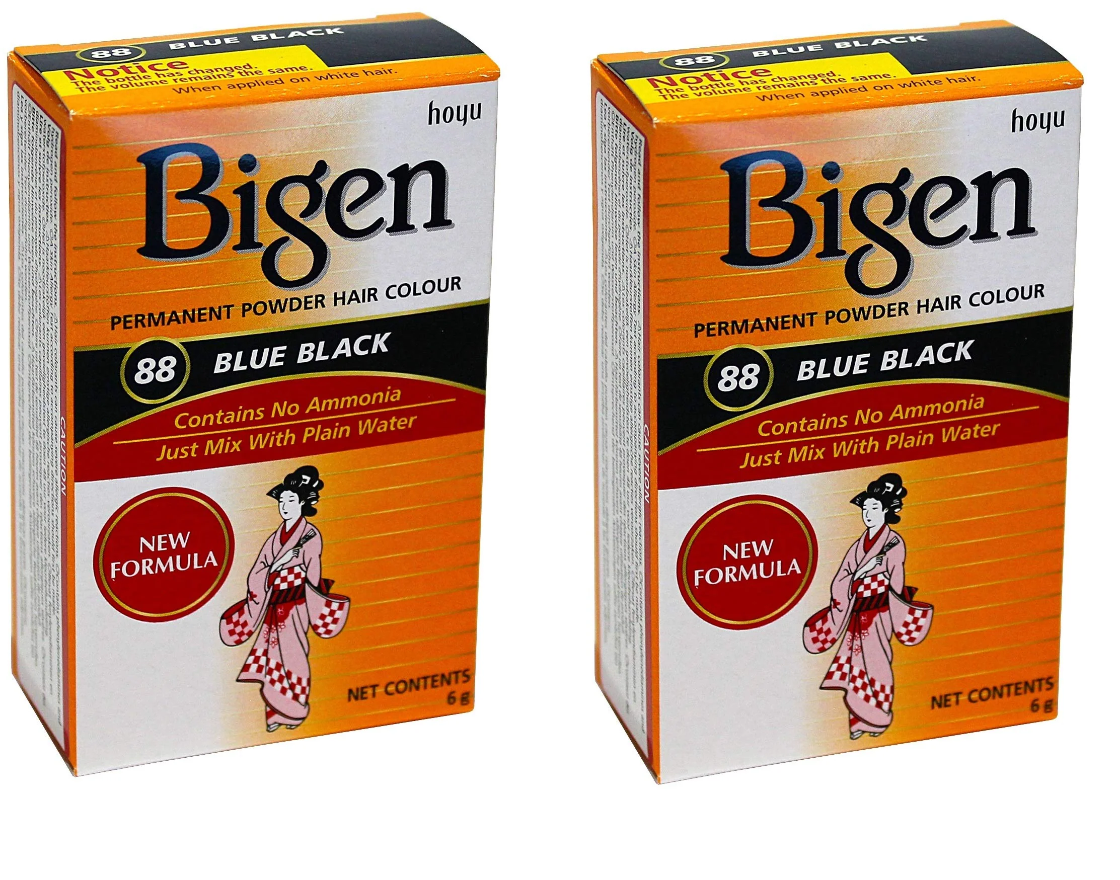 Flexible Bigen Permanent Powder Hair Color 88 Blue Black 1 ea Pack of 2 Breathable