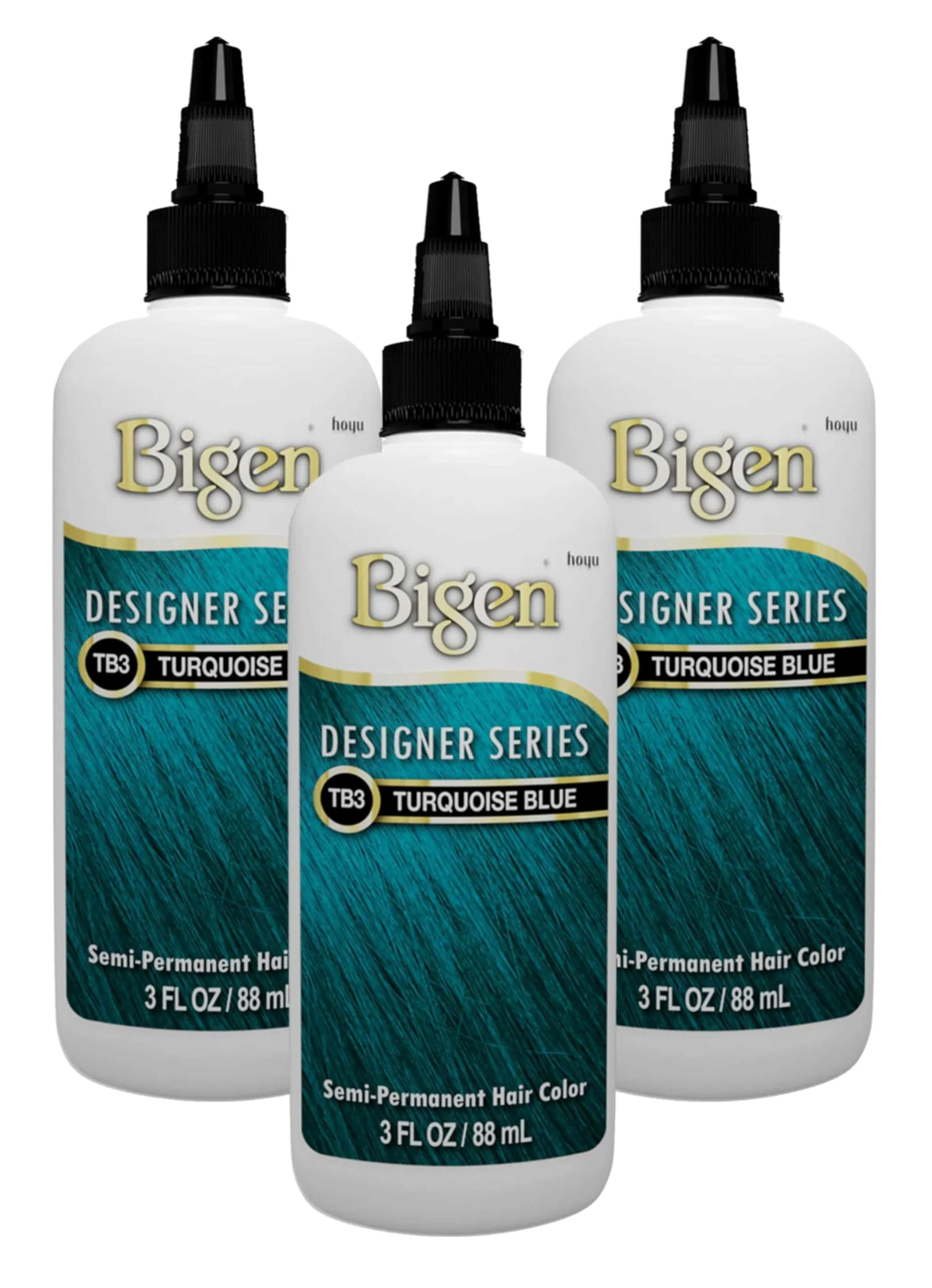 Original Design Bigen Semi-Permanent Haircolor Tb3 Turquoise Blue 3 Ounce 88ml 3 Pack Smooth