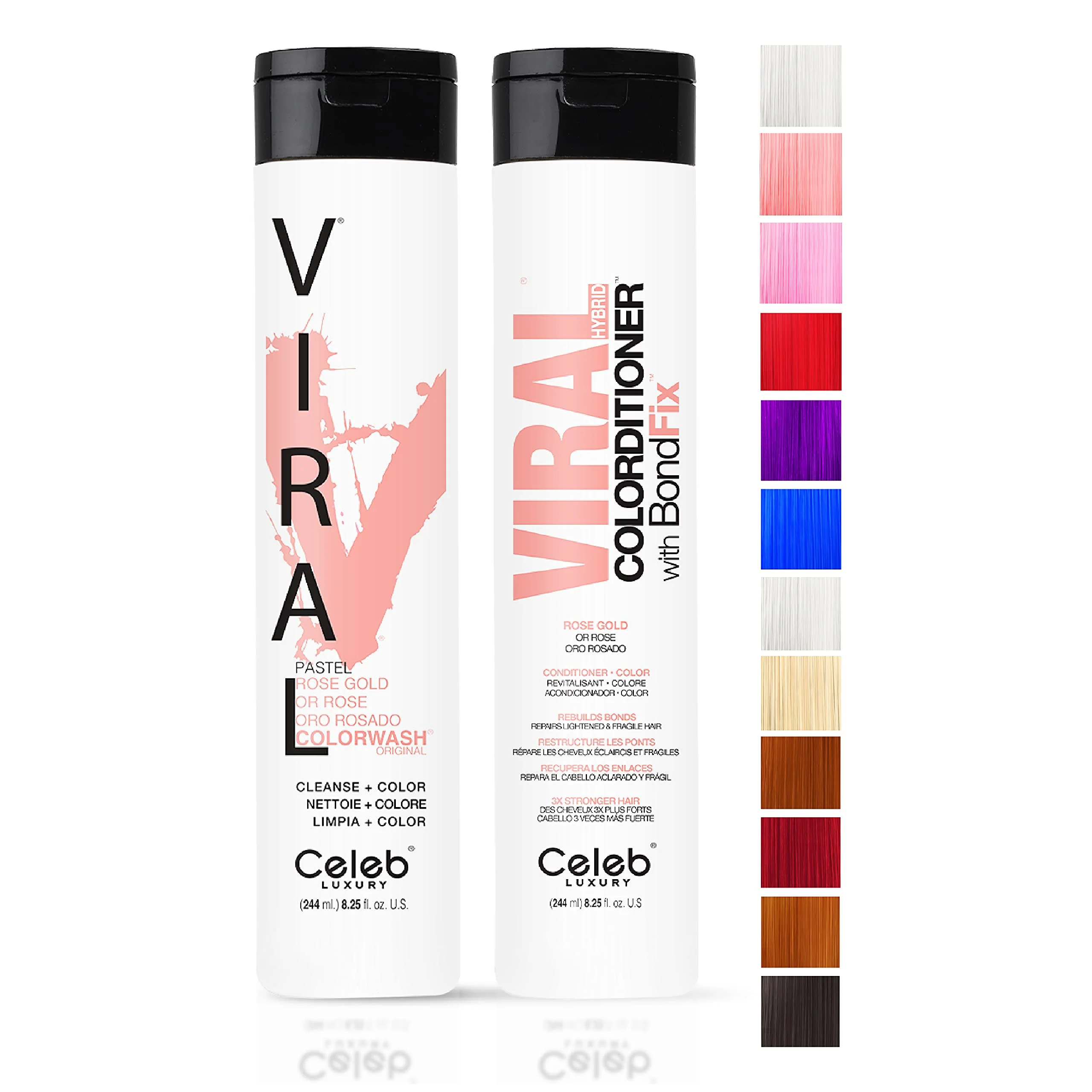 Green Celeb Luxury Viral Duo Color Depositing Colorwash Shampoo Conditioner Set Bondfix Bond Rebuilder Semi Permanent Hair Color Vegan Hair Dye Rose Expertly Made