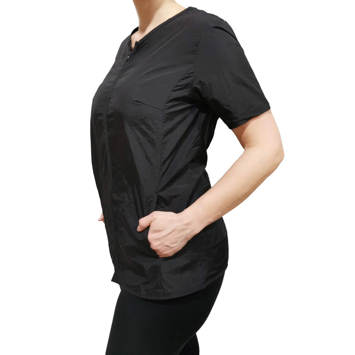 Relaxed CHARLENE Ivy Short Sleeves Jacket Mesh Back Hair Water Repellent - Taffeta Lace and Mesh Details - Zipper Closure - Machine Washable - Stylish Carefully Designed