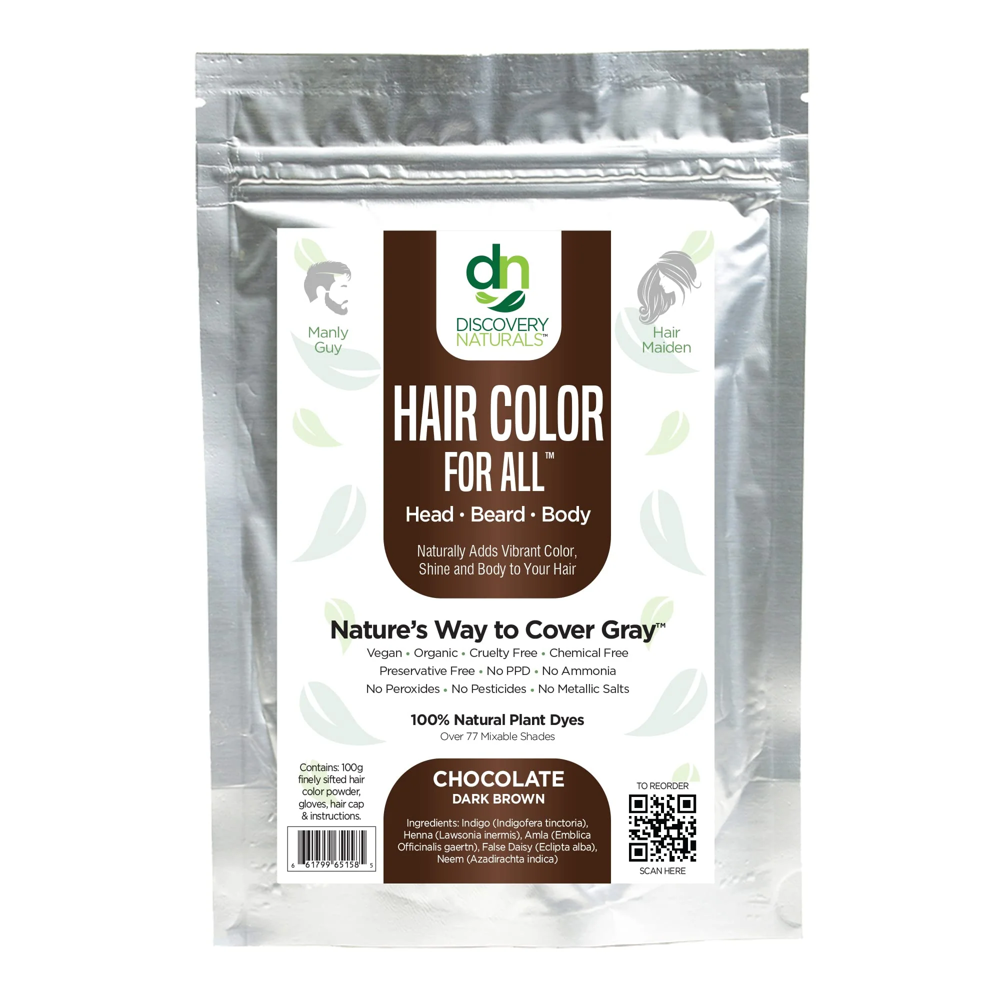 High-Performance Chocolate Dark Brown Henna Hair Color For All Kit Versatile
