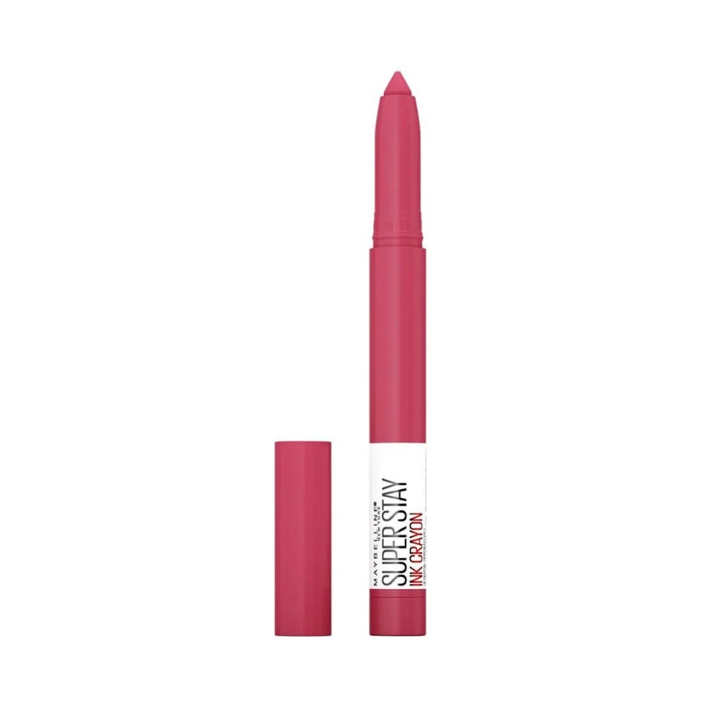 Stylish Maybelline Super Stay Ink Crayon Lipstick Makeup Precision Tip Matte Lip Crayon with Built-in Sharpener Longwear Up To 8Hrs Run The World Magenta Powerful