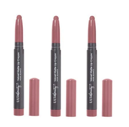 User-Friendly Ulta Beauty 3 Pack Velvet Matte Lip Crayon. Rose Quartz. Size 0.05 oz. Minimalist