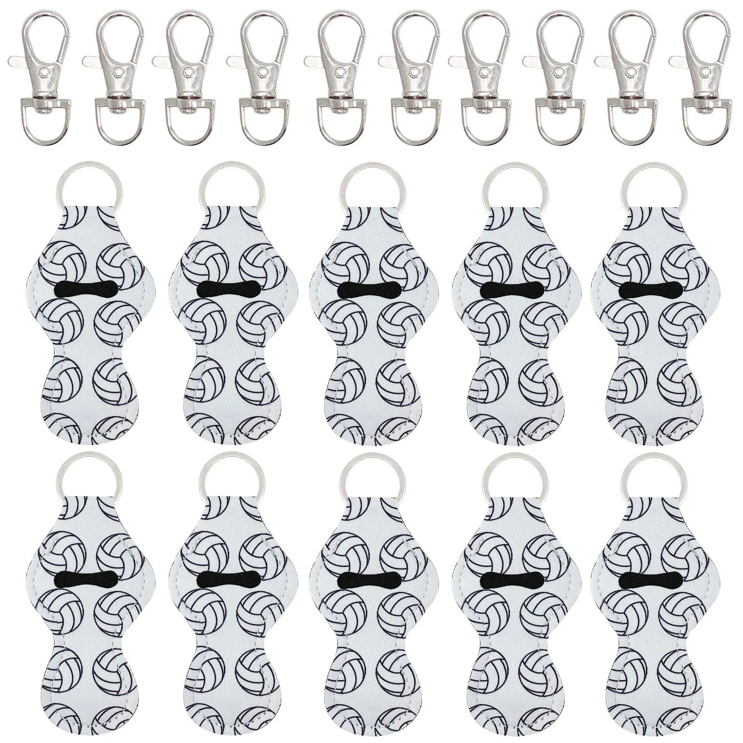 Advanced allydrew 10 Pack Chapstick Holder Keychain Keyring for Lip Balm Lip Gloss Lipstick with 10 Pieces Metal Keyring Clasps Volleyball Responsible