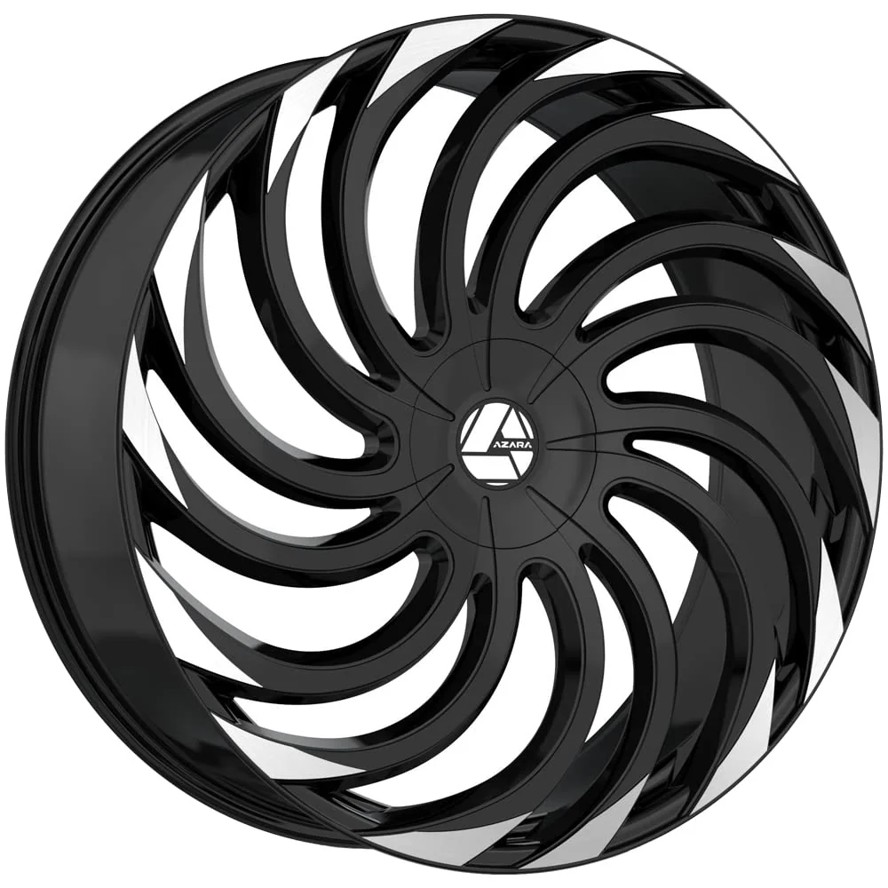 Authentic Azara AZA-534 20x8.5 5x108 5x114.3 35 Cb 74.1 Gloss Black Machined Genuine