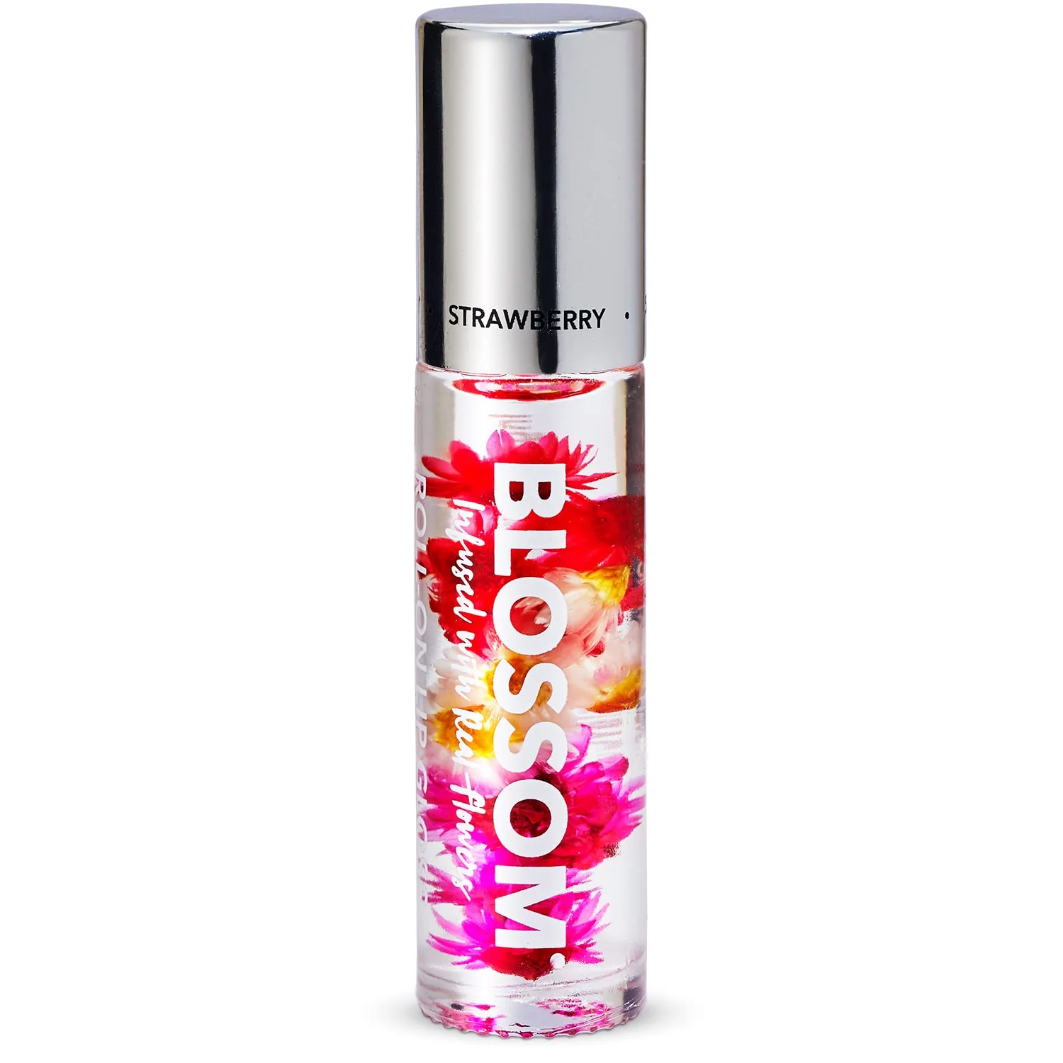 Unique Blossom Roll on Lip Gloss Scented Clear High Shine Moisturizing Lip Oil Non Sticky Infused with Flowers Made in USA 0.2oz Strawberry Next-Generation