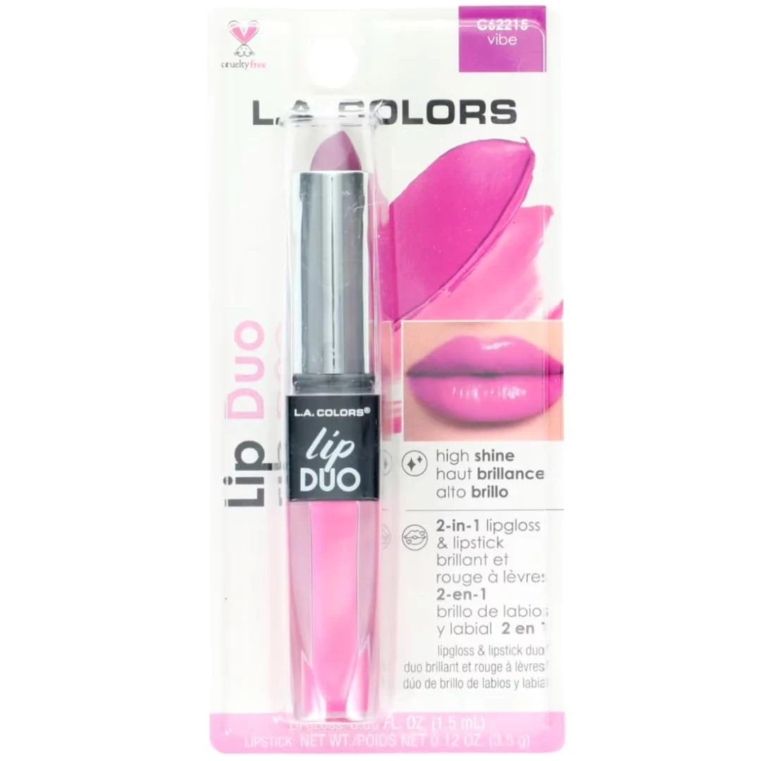 Detailed L.A. COLORS Lipgloss Lipstick Duo C62215 Vibe 0.12 Oz Enhanced