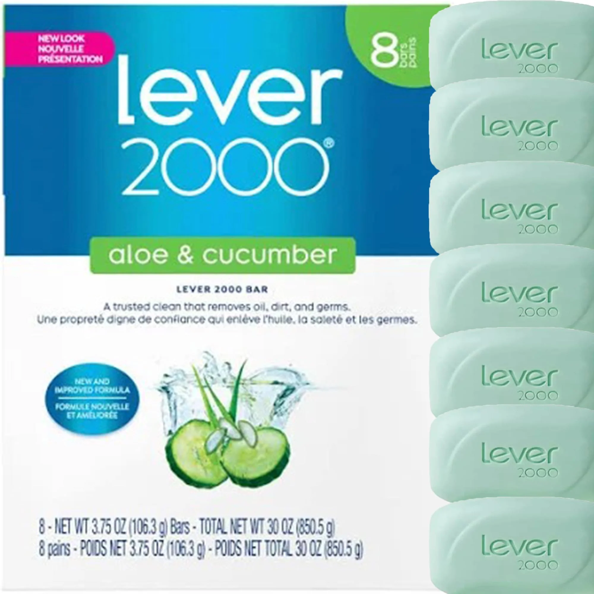 High-Performance Lever 2000 Refreshing Body Soap and Facial Cleanser With Aloe Cucumber Effectively Washes Away Bacteria Fresh Aloe 3.75 Ounce Pack of 8 Innovative