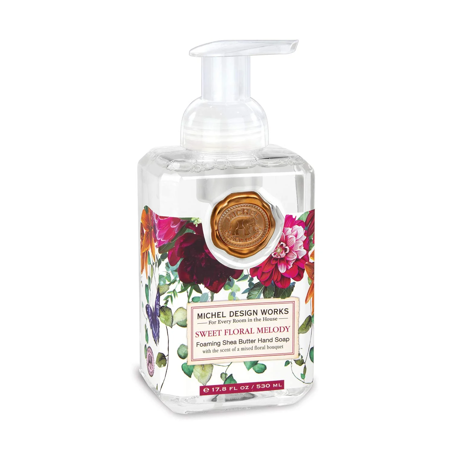 Safe Michel Design Works Foaming Hand Soap 17.8oz Sweet Floral Melody Scent and Design Shea Butter and Aloe Vera Blend Beautiful Square Container Specialty