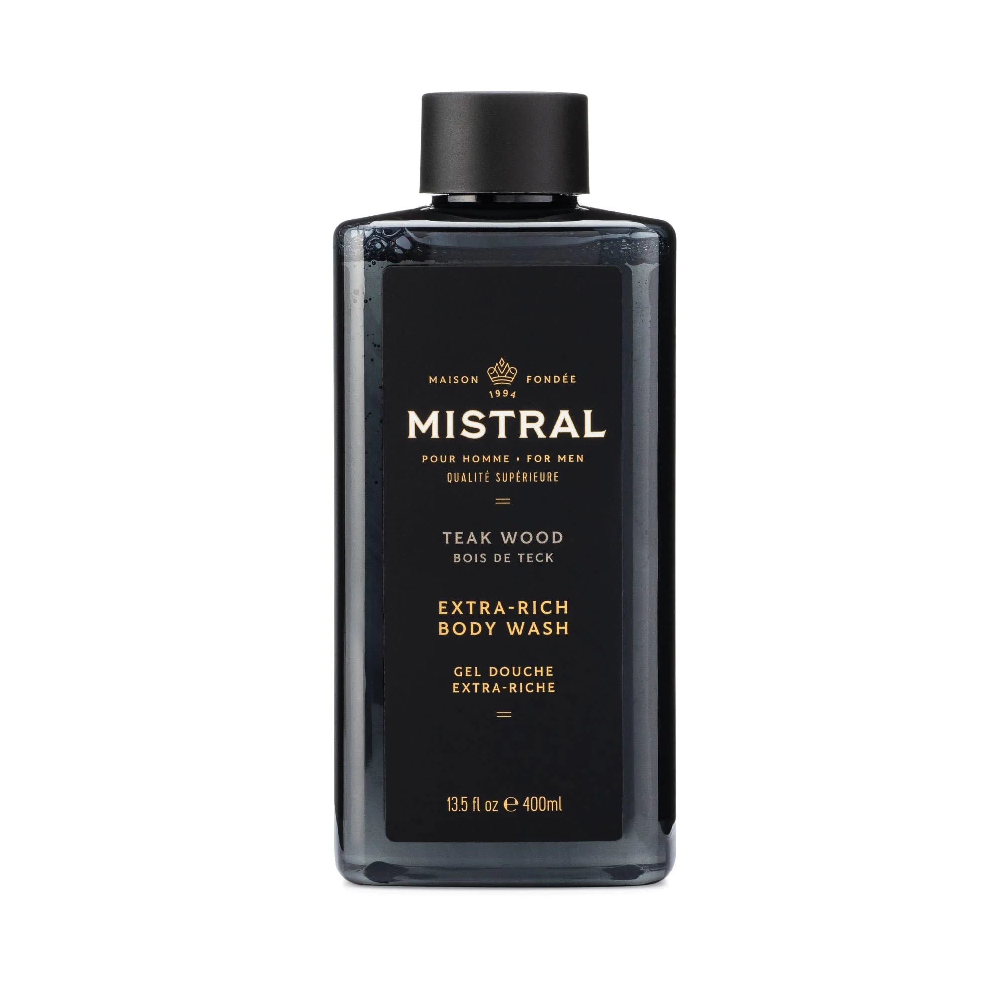Fine Crafted Mistral Men's Body Wash Shampoo Teakwood 13.5 oz 2-in-1 Natural Shower Gel for Men SLS Paraben Phthalate Natural Men s Body Wash High-Quality