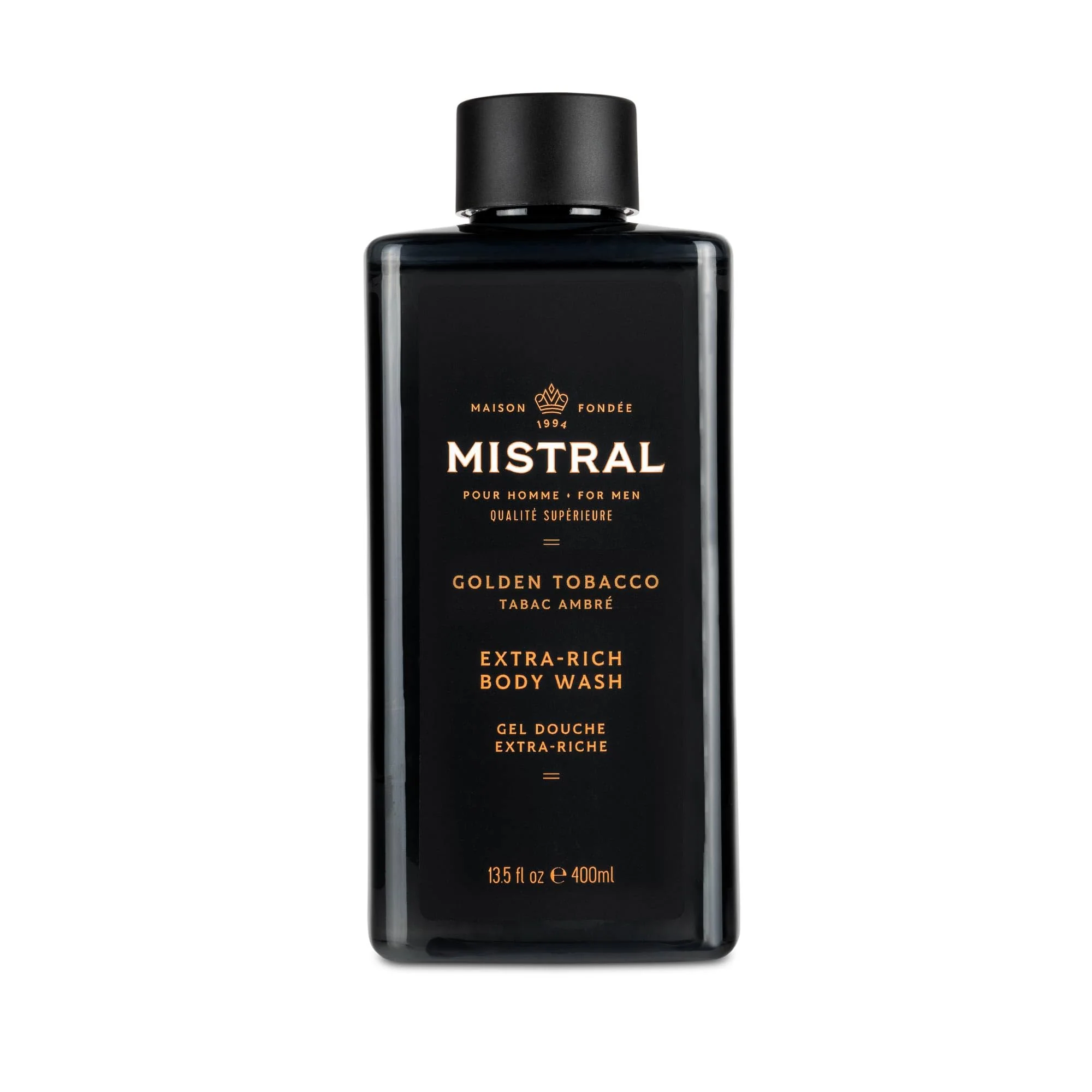 Soft Mistral Men's Body Wash Shampoo Golden Tobacco 13.5 oz 2-in-1 Natural Shower Gel for Men SLS Paraben Phthalate Natural Men s Body Artisan