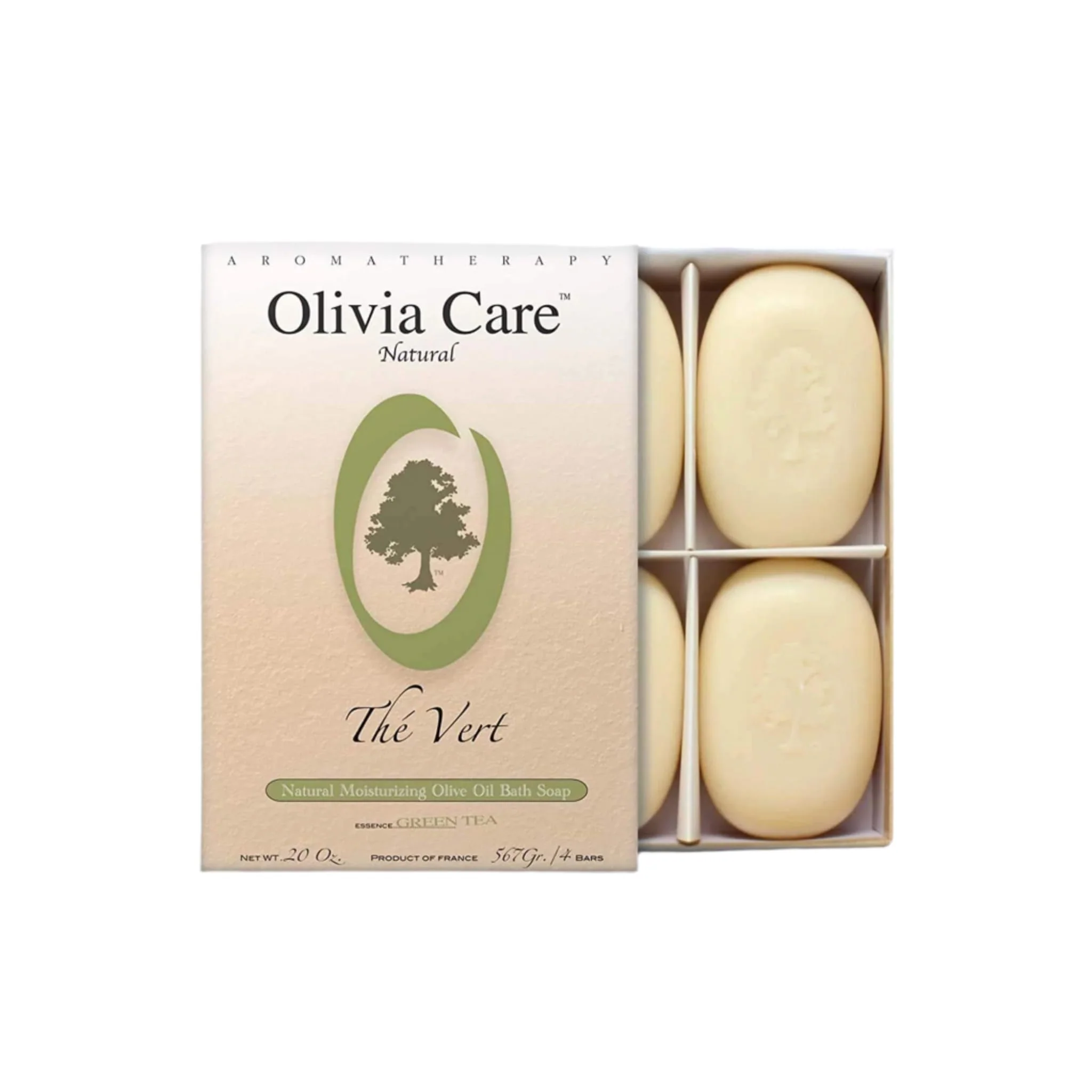 Trusted Olivia Care Bath Body Bar Green Tea Soap 4 Pack Gift Box Organic Vegan Natural Contains Olive Oil Repairs Hydrates Moisturizes Deep Cleans