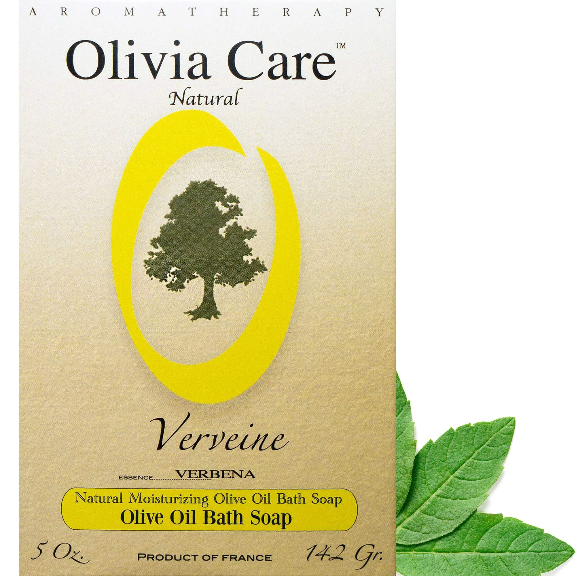 Contemporary Olivia Care Verbena Bar Soap - Natural Organic Vegan - For Face Hands Body. Cold-Pressed Triple -Milled. Hydrating Moisturizing. Rich in Calcium Authentic