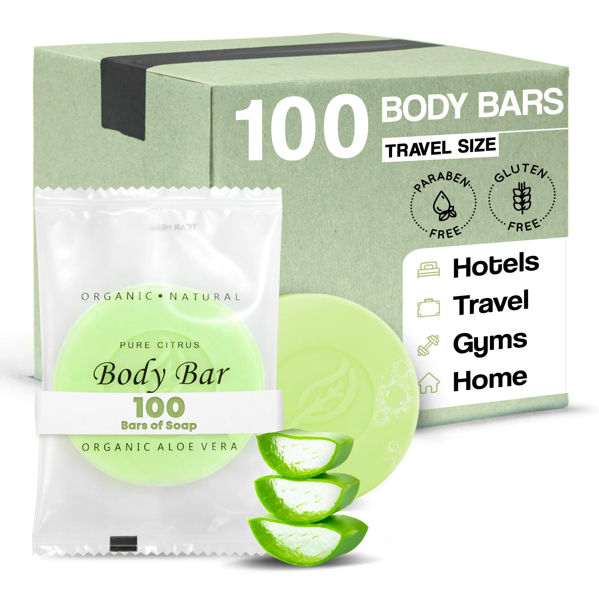 Smooth Travel Size Hotel Body Bar Soap 100 Count 1 oz Bars Guest Amenities for Vacation Rentals and Short Term Rentals Paraben Lemon Chamomile Scent Fashionable