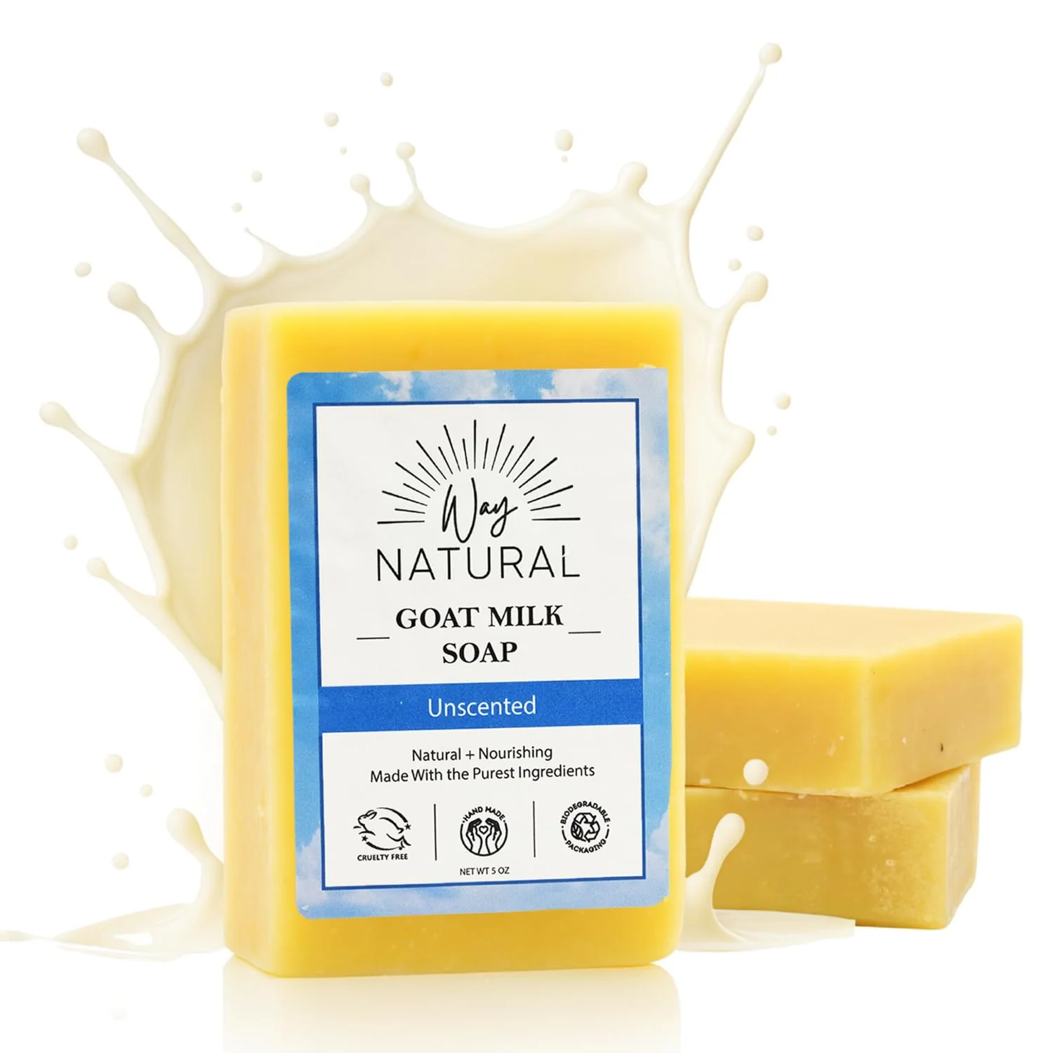 Solid Way Natural Goat Milk Soap Bar Fragrance- 3 Pack Large 5oz Bars Premium Material