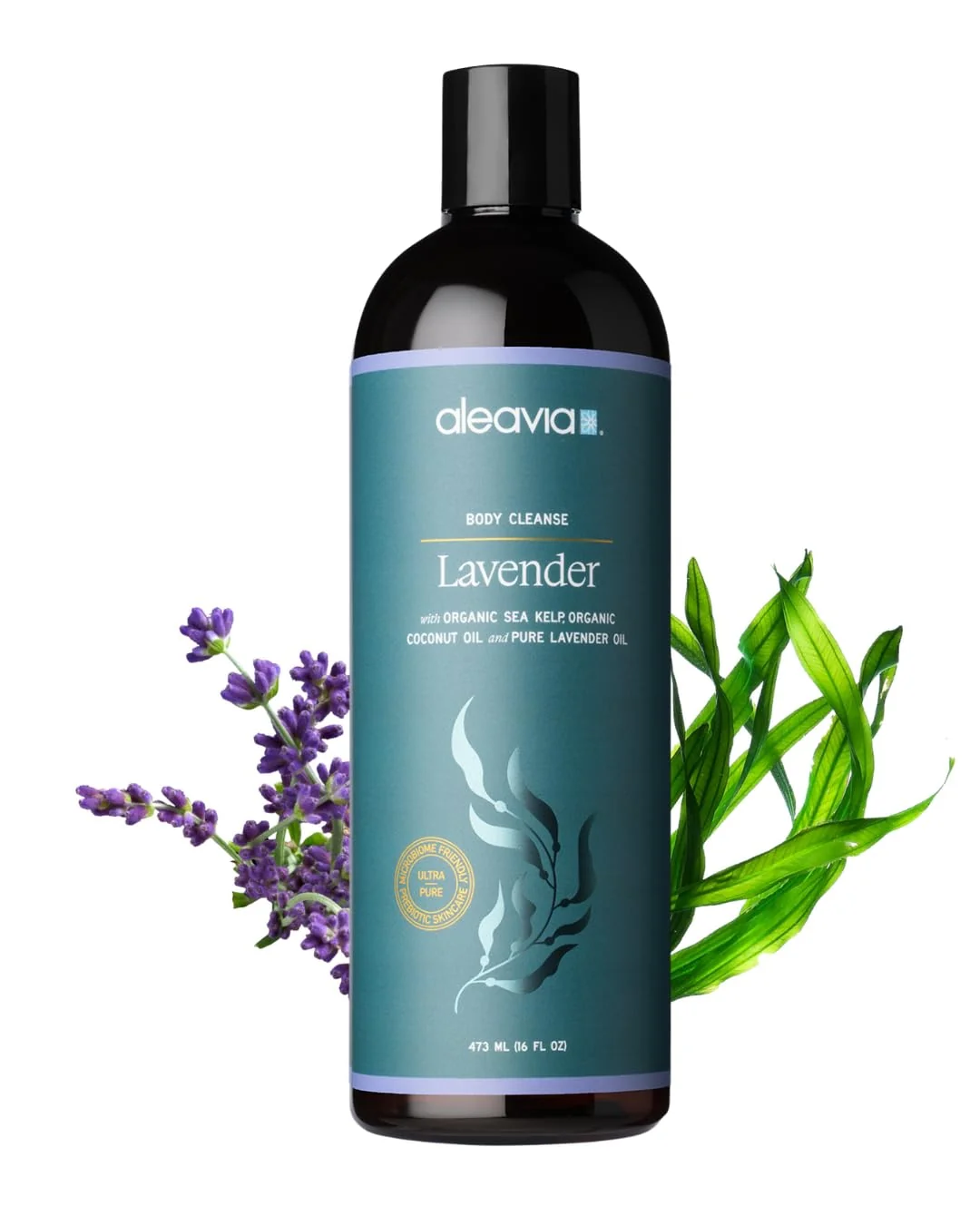 Versatile Aleavia Lavender Body Cleanse - Organic All-Natural Prebiotic Body Wash Scented with Pure Essential Oils - Nourish Your Skin Microbiome - 16 Oz. Enhanced