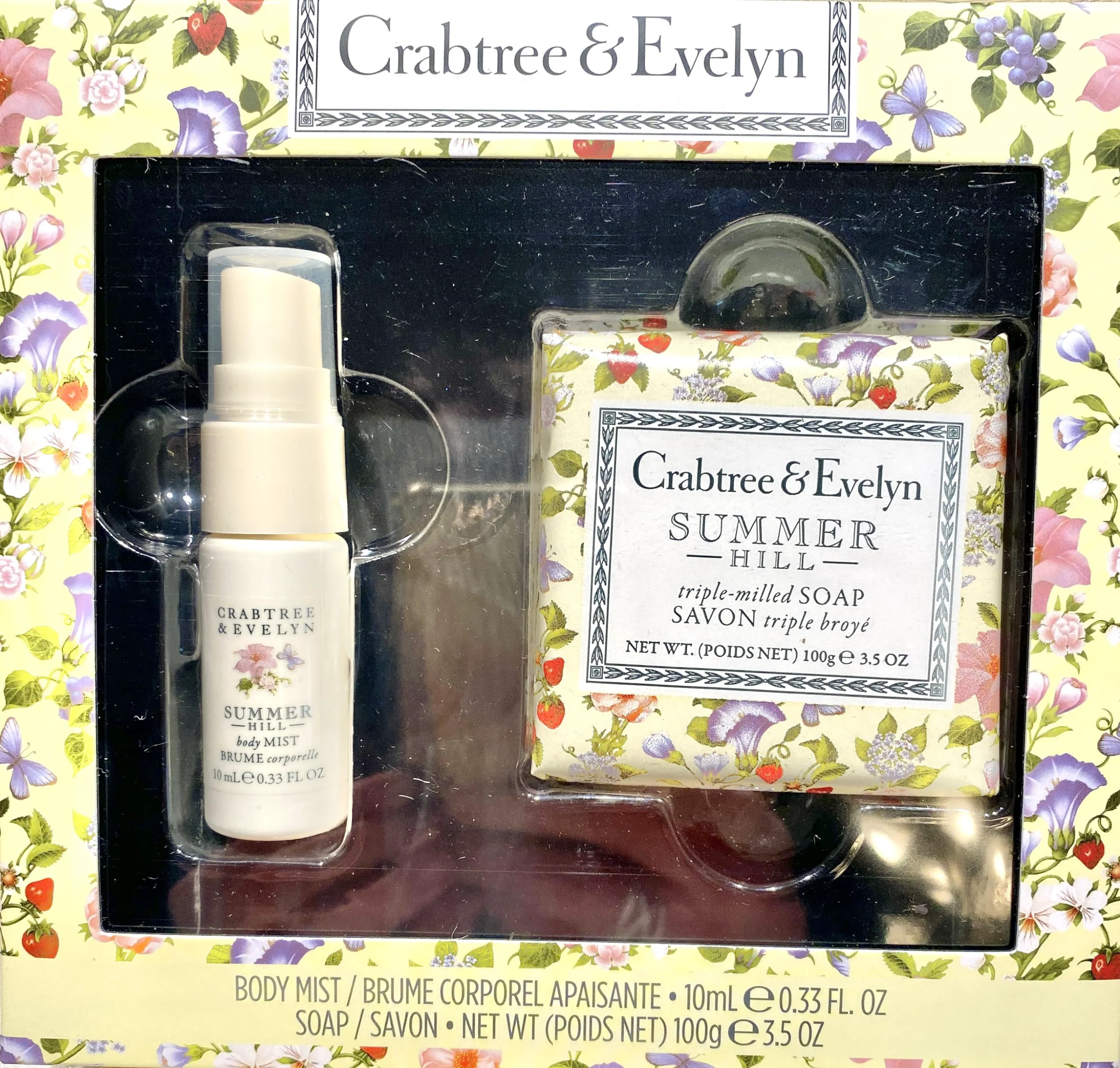 World-Class Crabtree Evelyn Summer Hill .33 oz BODY MIST 3.5 oz BAR SOAP Gift Boxed Healthy