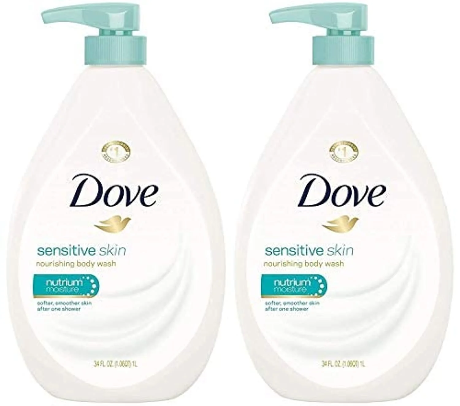 Elite Dove Body Wash Sensitive Skin Pump 34 Fl Oz Pack of 2 Soft
