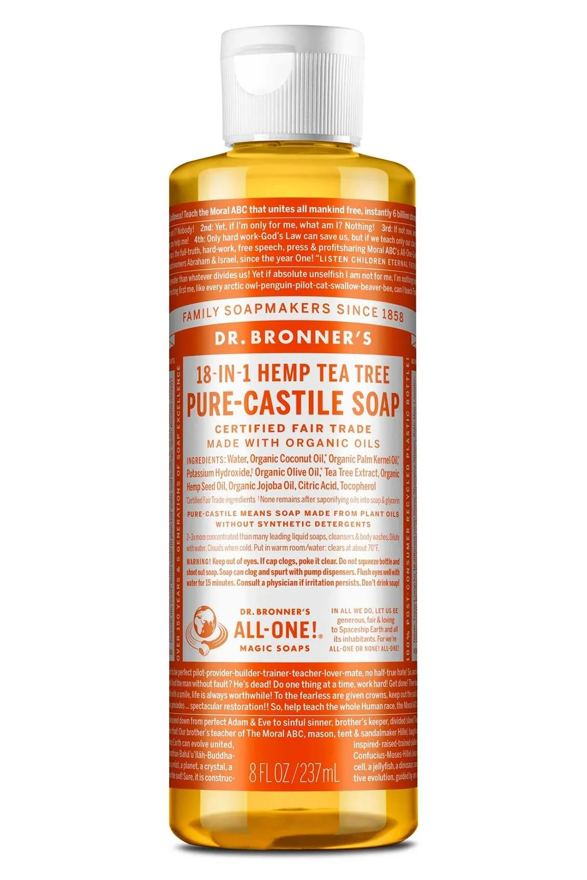 Enhanced DR. BRONNER'S Castile LIQ SP OG3 T Tree 8 OZ 1-EA Fine Crafted