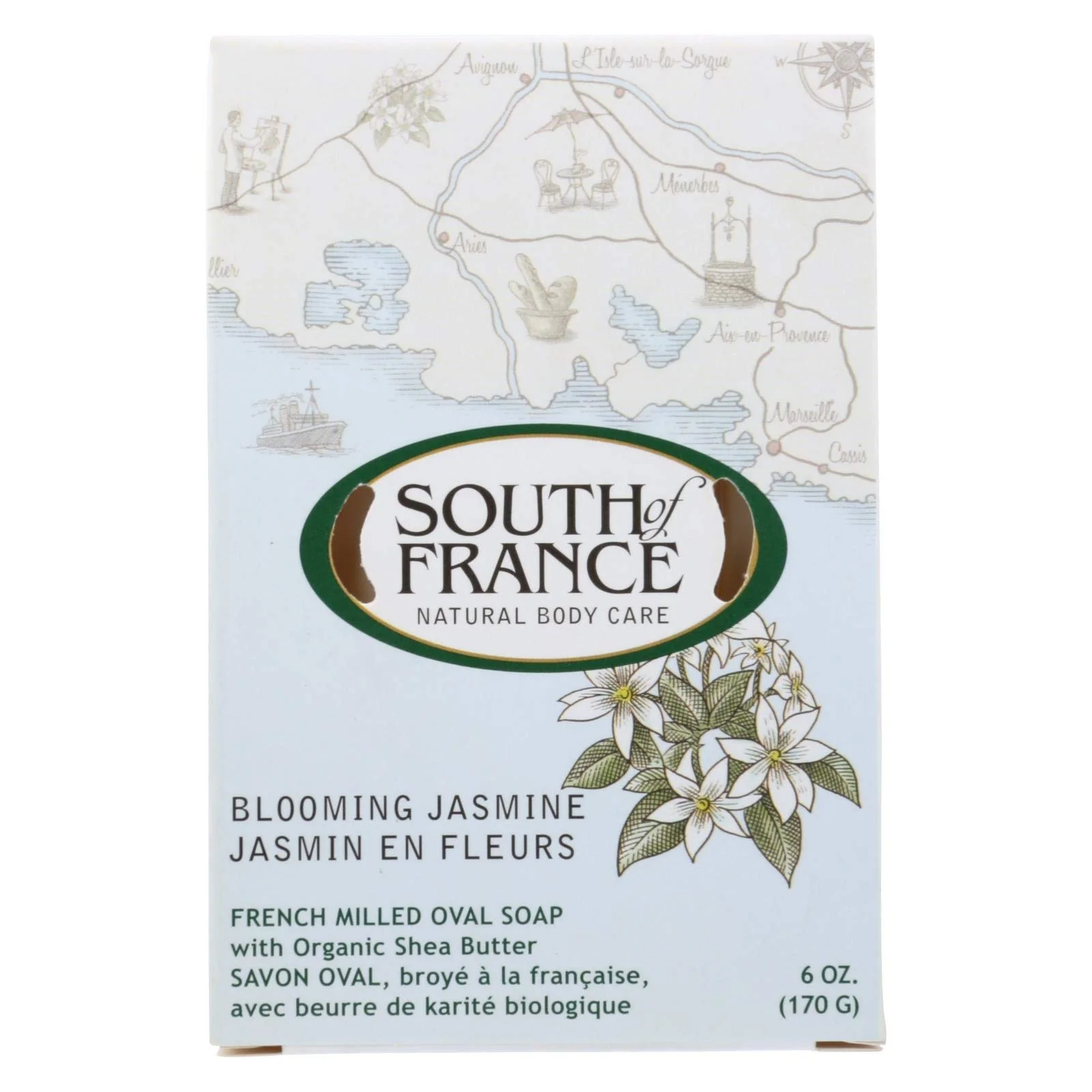 Sophisticated French Milled Oval Soap Blooming Jasmine South of France 6 oz Bar Soap Sustainable