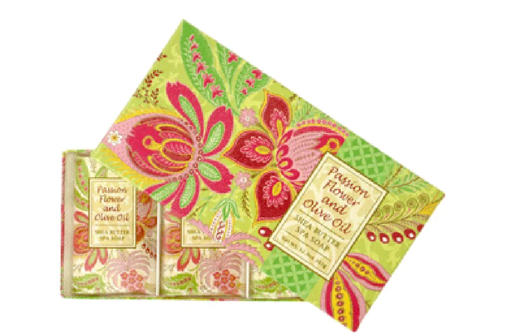 Luxury Greenwich Bay Trading Co. Shea Butter Spa Soap 12.9 Ounce Passion Flower and Olive Oil 3 Pack Advanced