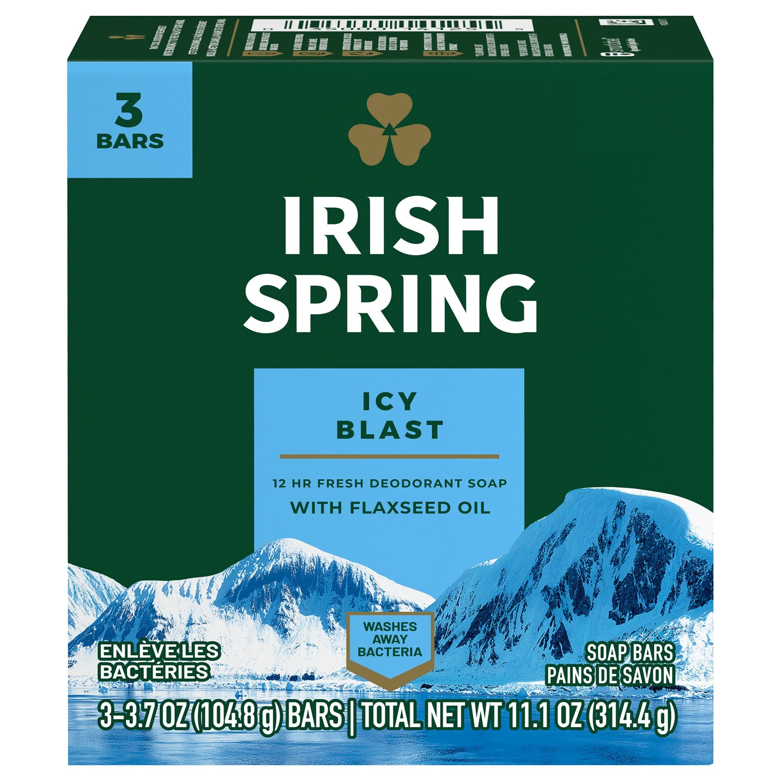 Premium Material Irish Spring Bath Bar 3 x 3.75 Oz bars Icy Blast 11.25 Oz Responsible
