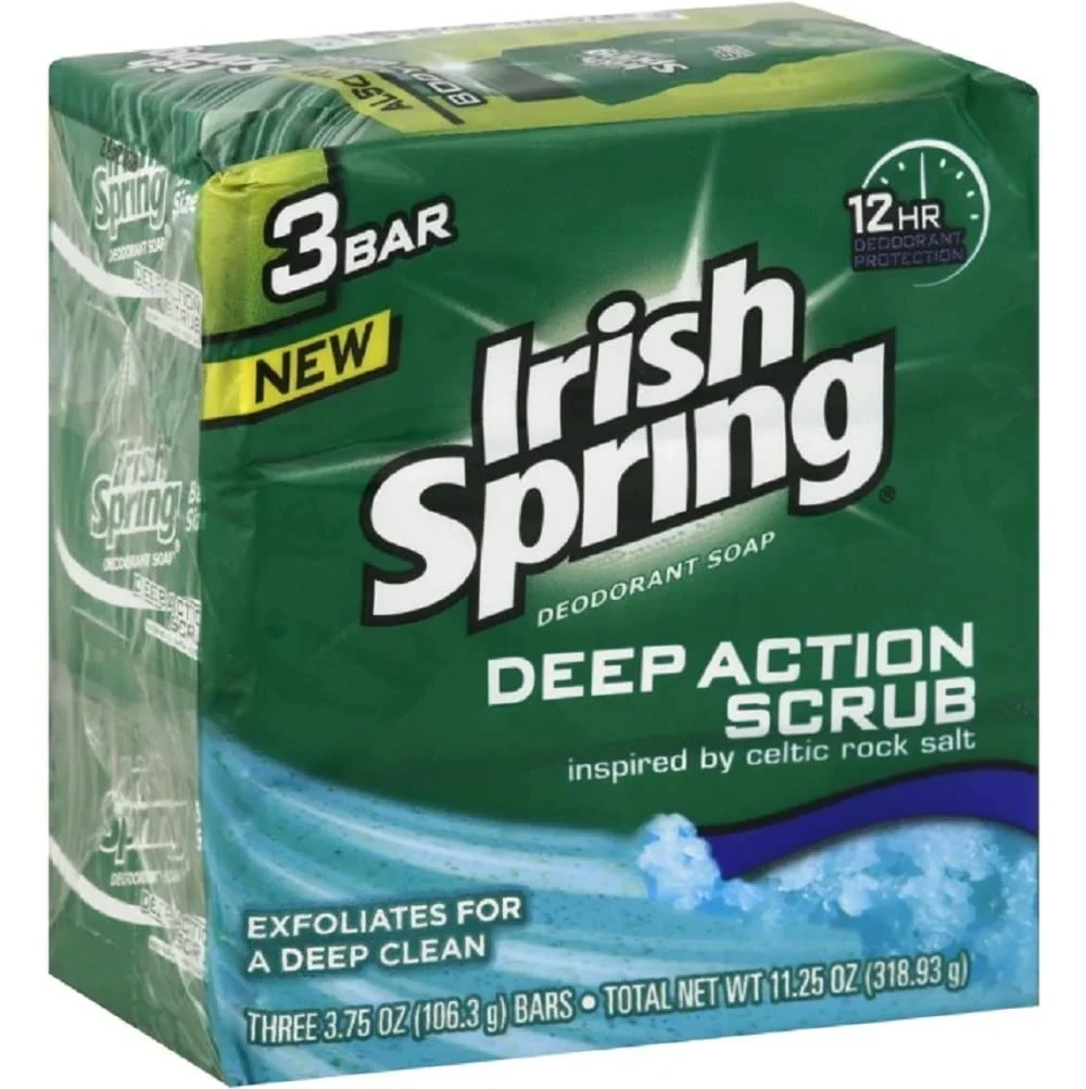 Exclusive Irish Spring Deep Action Smoothening Moisturizing Exfoliating Scrub Bar Soap 3 Pack Secure
