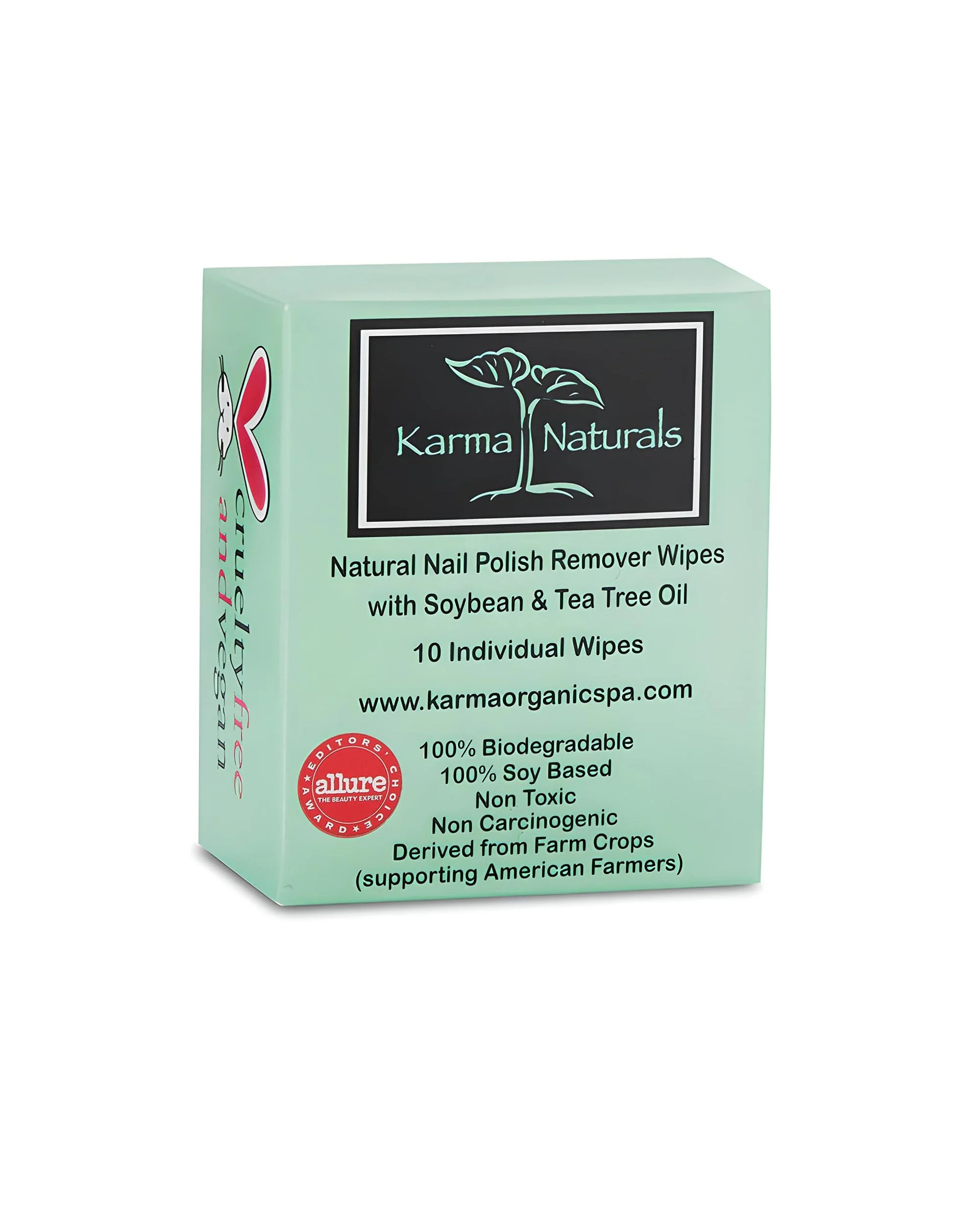Powerful Karma Organic Natural Nail Polish Remover Wipes with Soybean and Tea Official