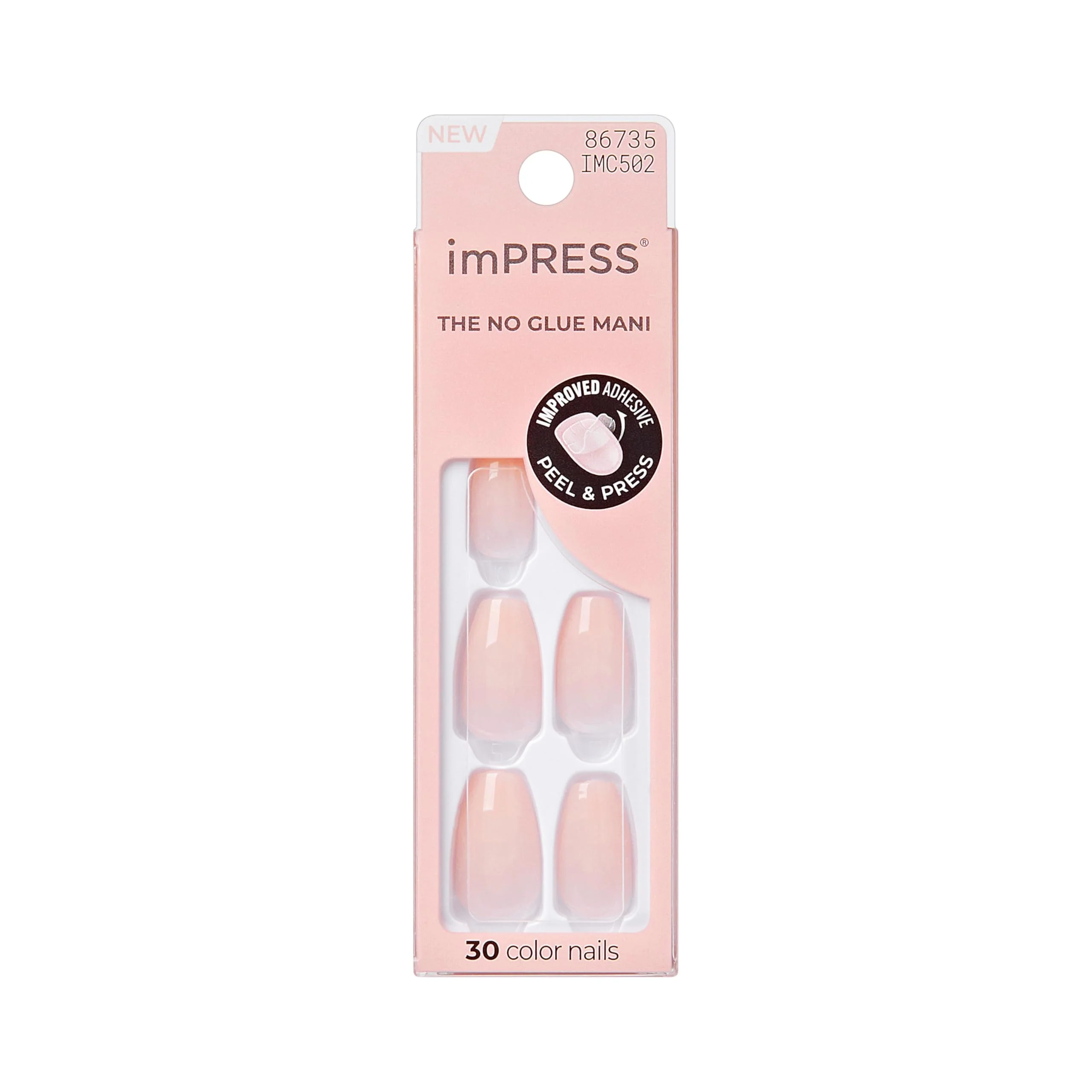 Original Design Kiss Impress No Glue Mani Press On Nails 'Serendipity' Pink Medium Size Coffin Shape Includes 30 Nails Prep Pad Instructions Sheet 1 Manicure Environmentally Friendly